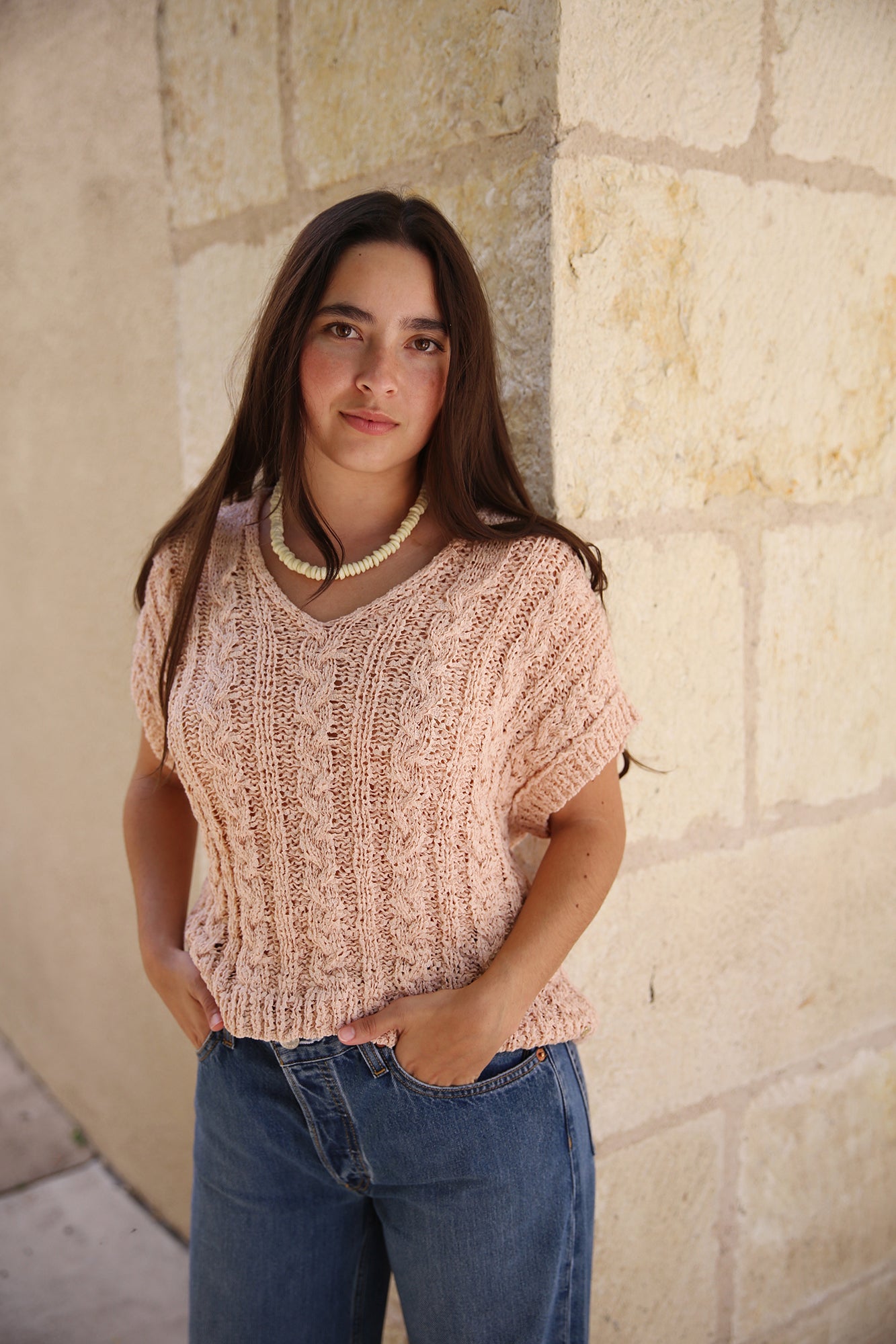 Ourika Gardens Tank Top in Knit Rethink Together Soft Rose