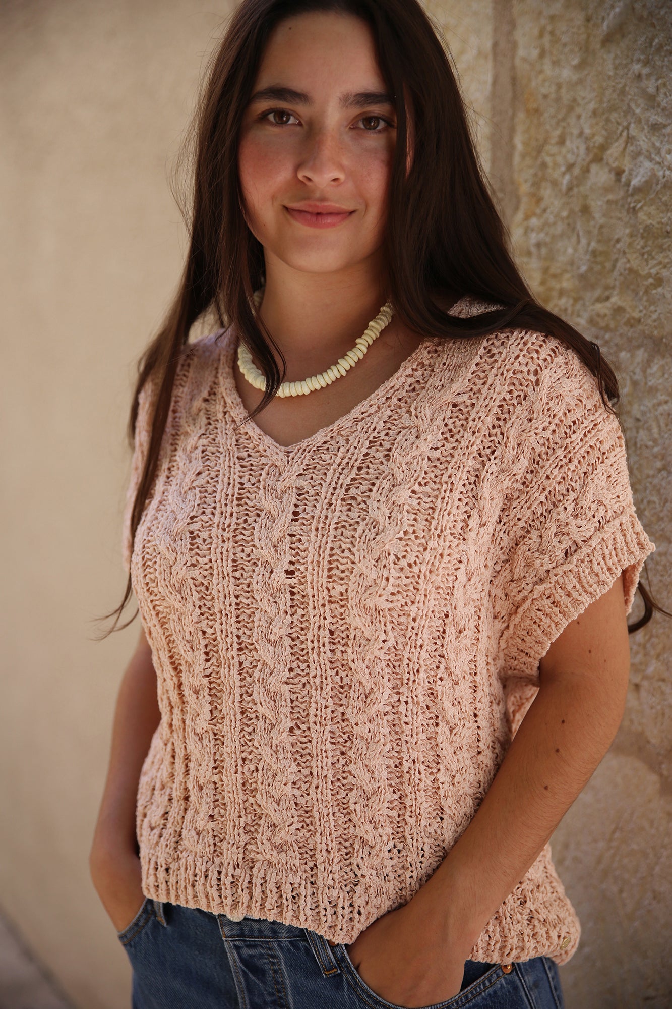 Ourika Gardens Tank Top in Knit Rethink Together Soft Rose