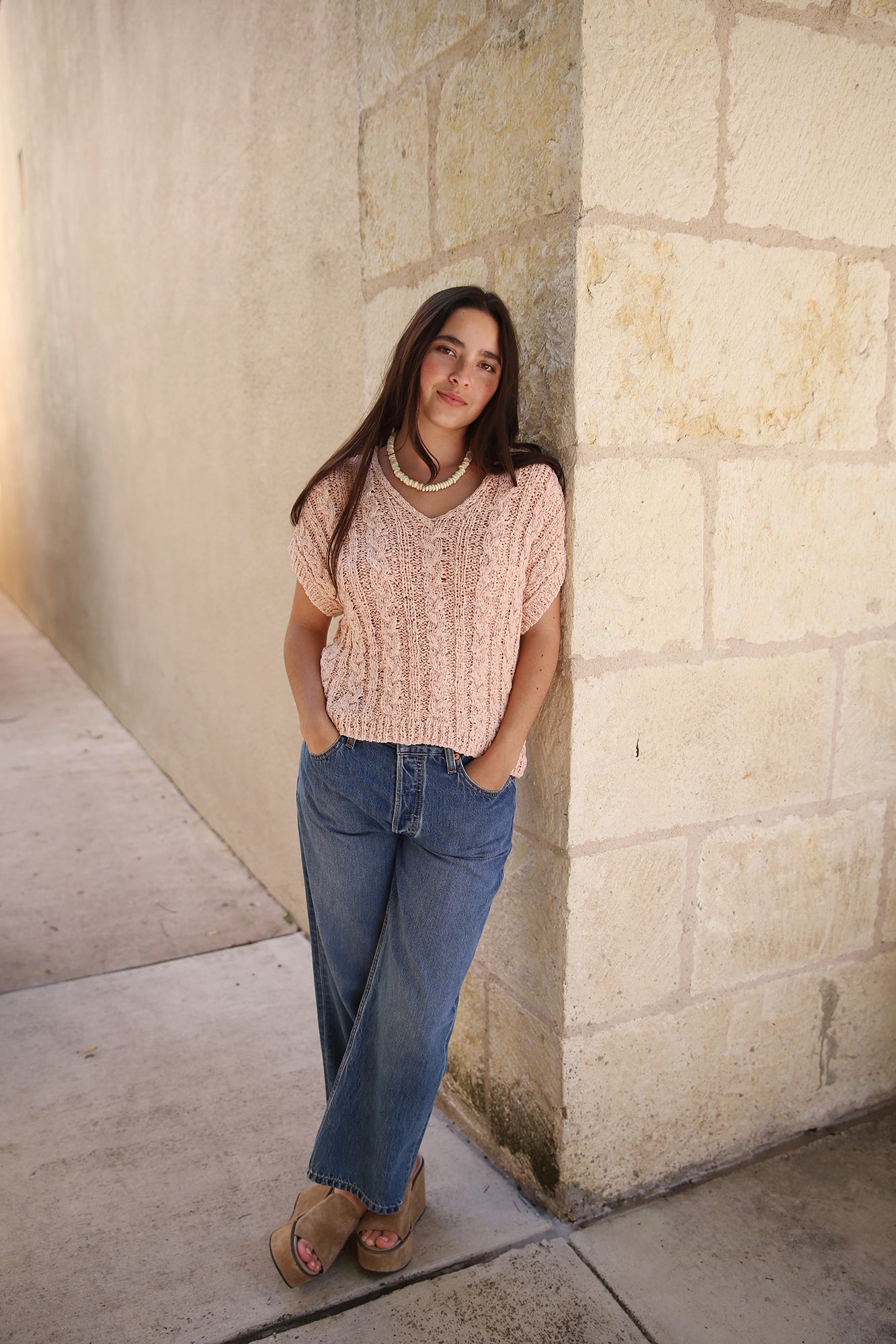 Ourika Gardens Tank Top in Knit Rethink Together Soft Rose