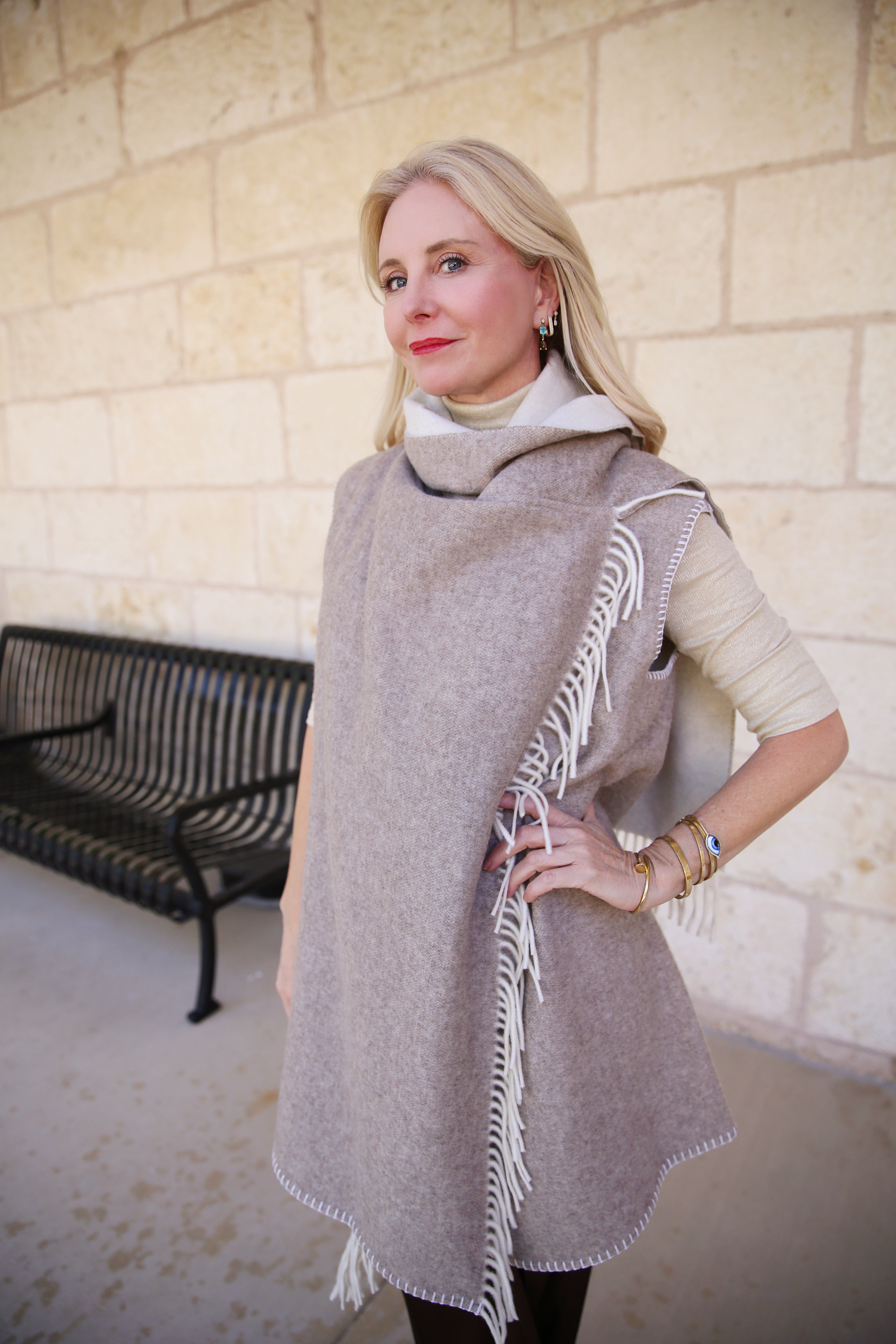 Out Of The Woods Oversized Vest Rafia Melange