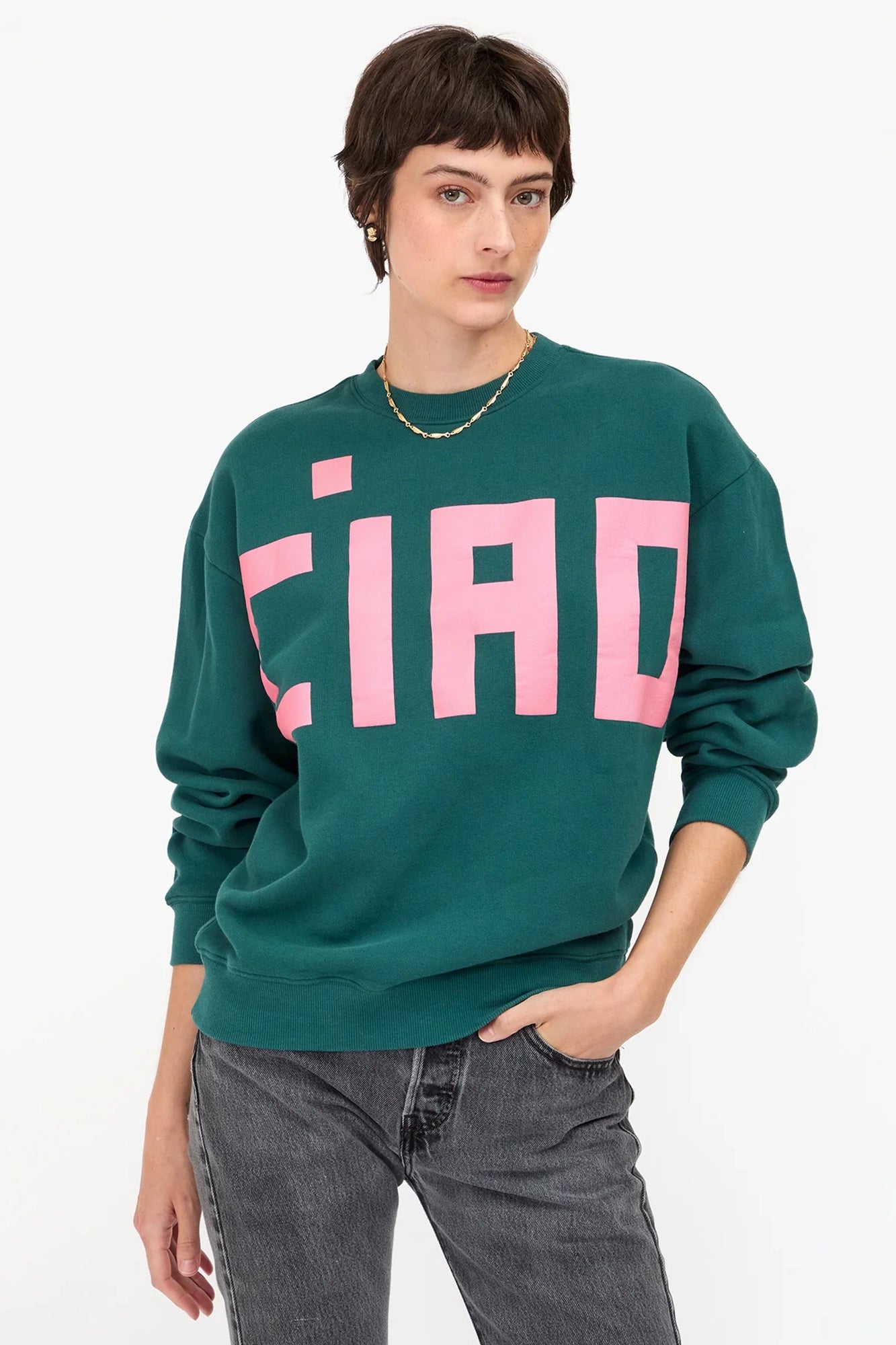 Oversized Sweatshirt Block CIAO Deep Pine