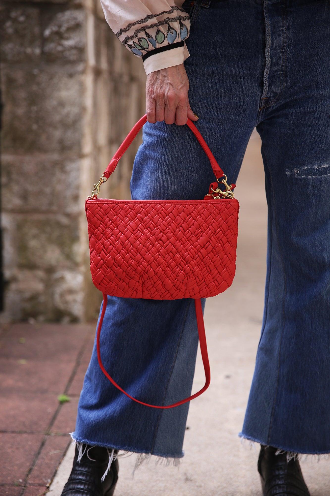 Petit Moyen Rossa Puffy Woven Nappa