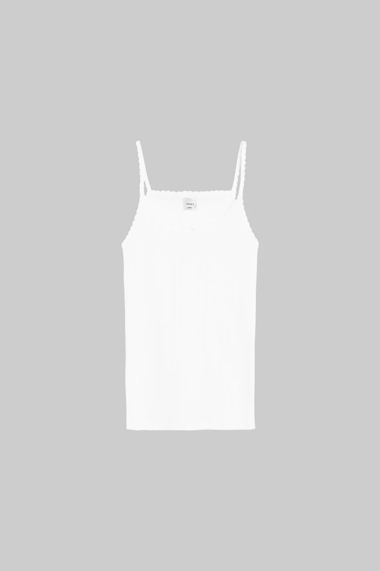 Pointelle Spaghetti Strap Tank White