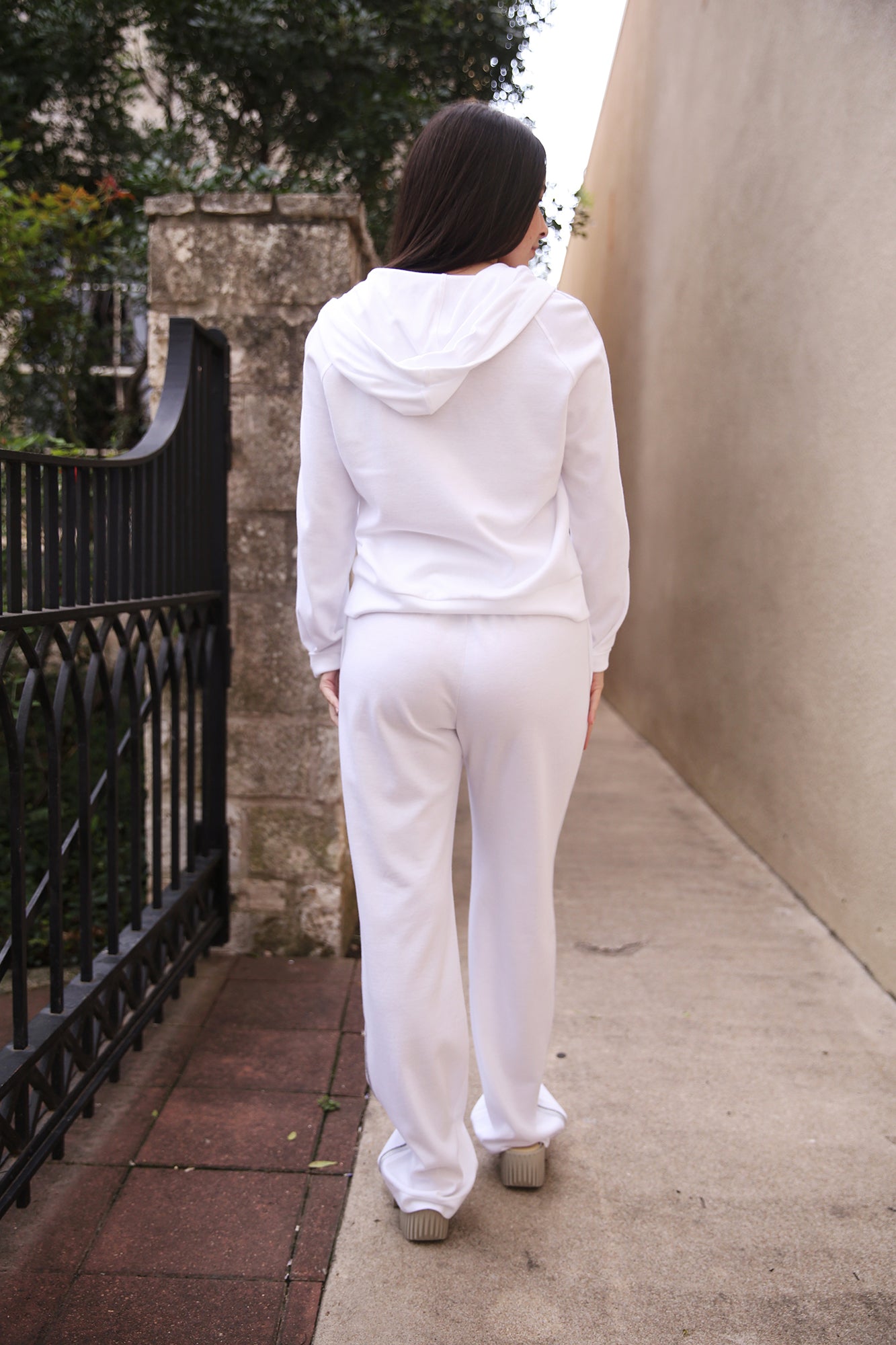 White With Grey And Silver Side Stripe Trouser