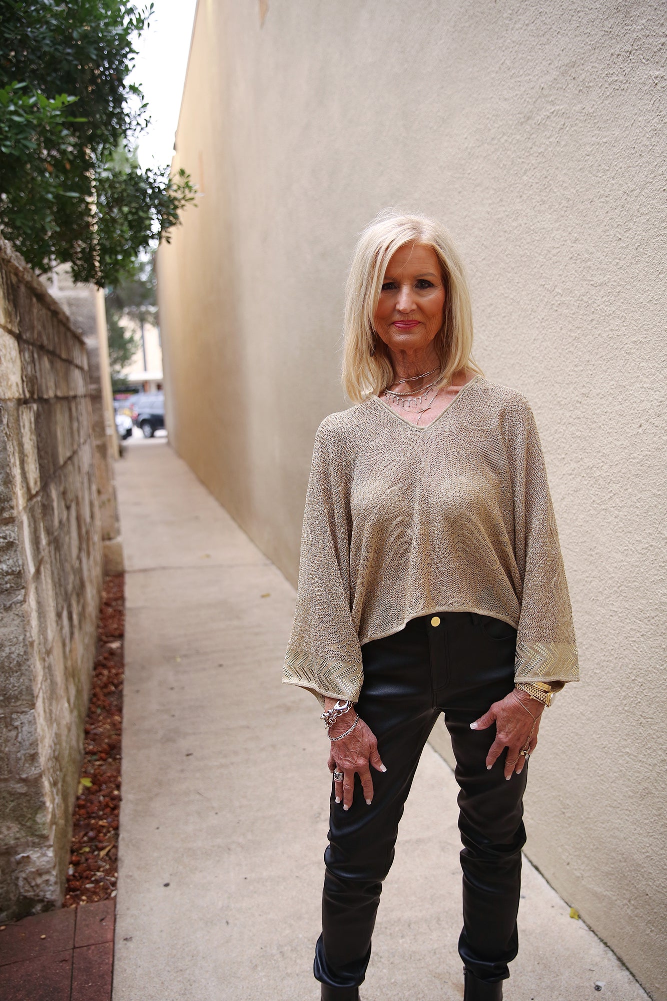 Relaxed V Neck Knit Pointelle Top Valley Of The Kings