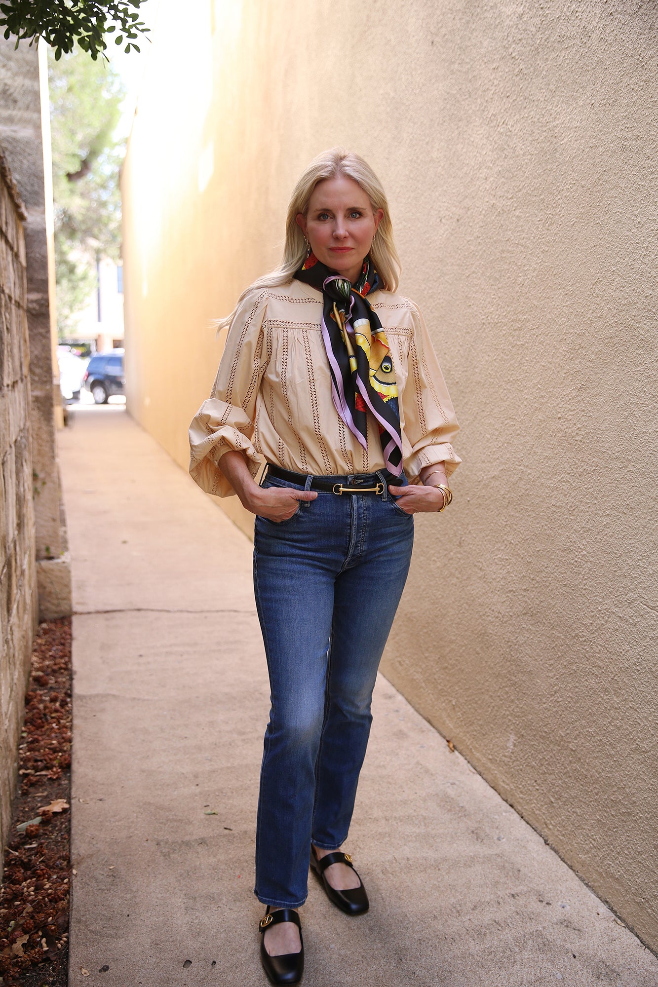 Rowan Blouse Cotton Striped Long-Sleeve Top Petal