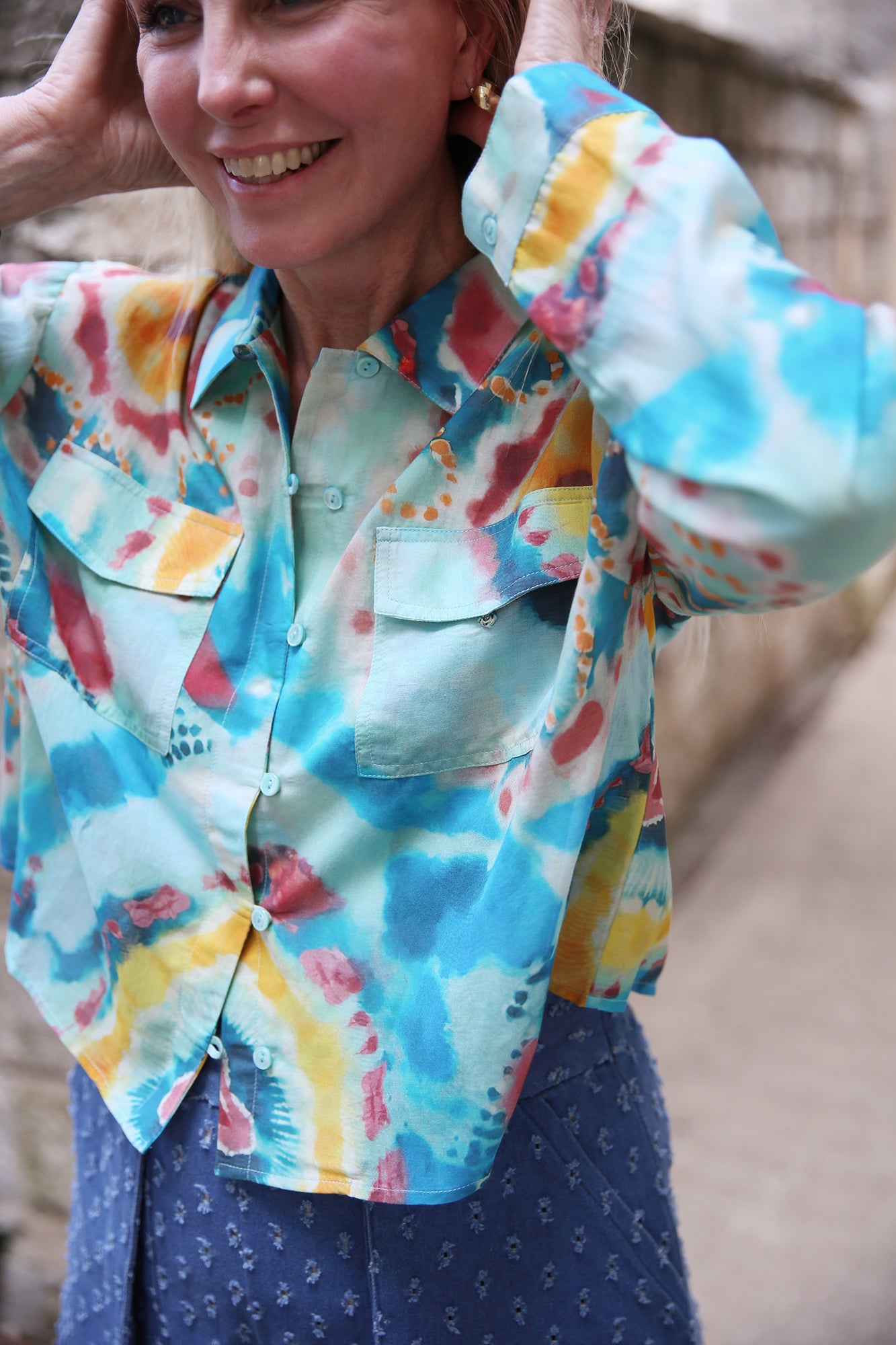 Rachael Sari Top Tie Dye Print