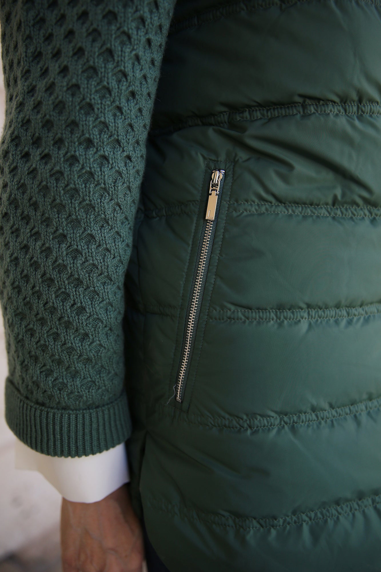 Recycled Tech Reversible Shawl Collar Down Vest Ivy Vine