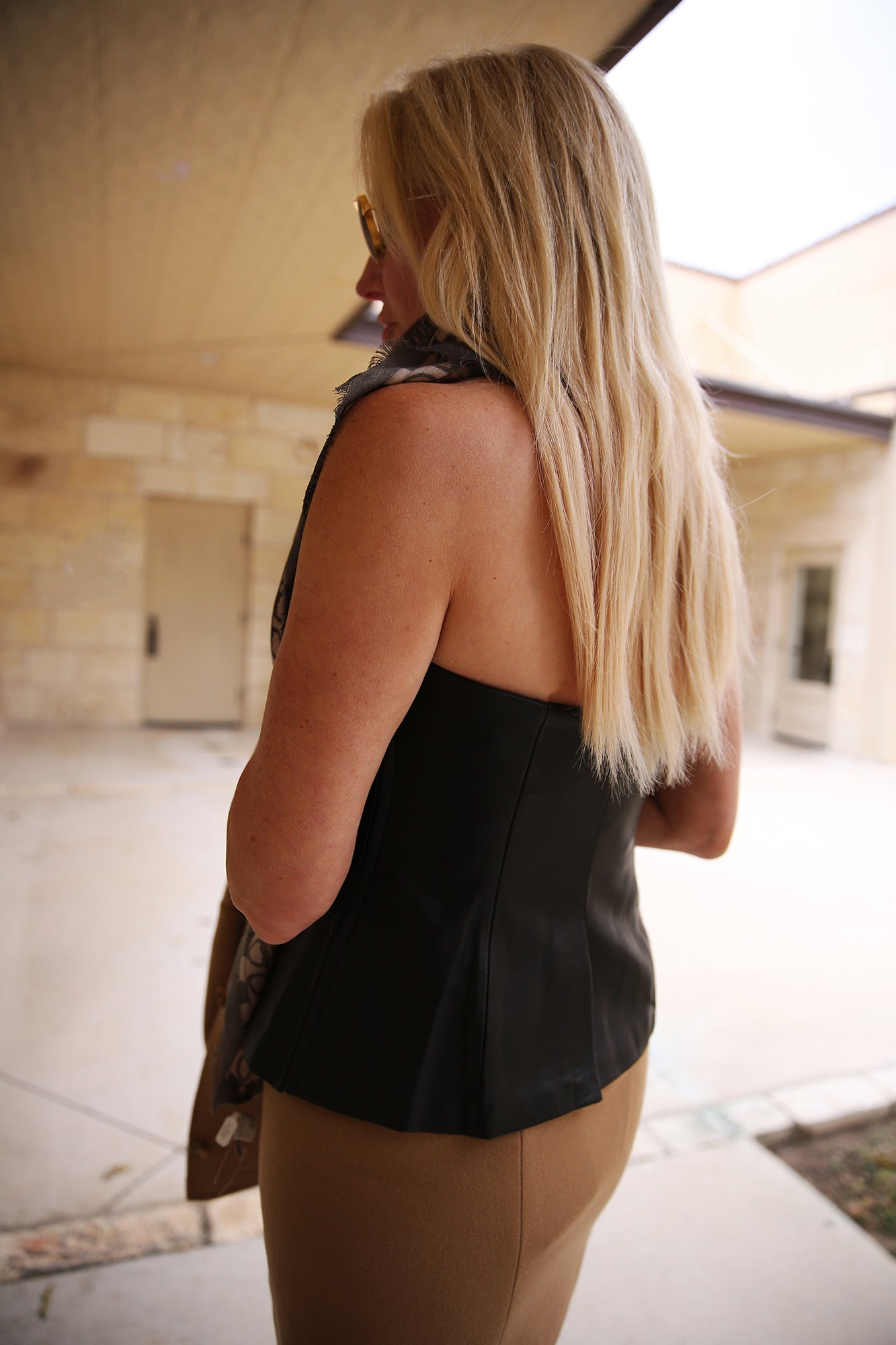 Renee Strapless Leather Top Black