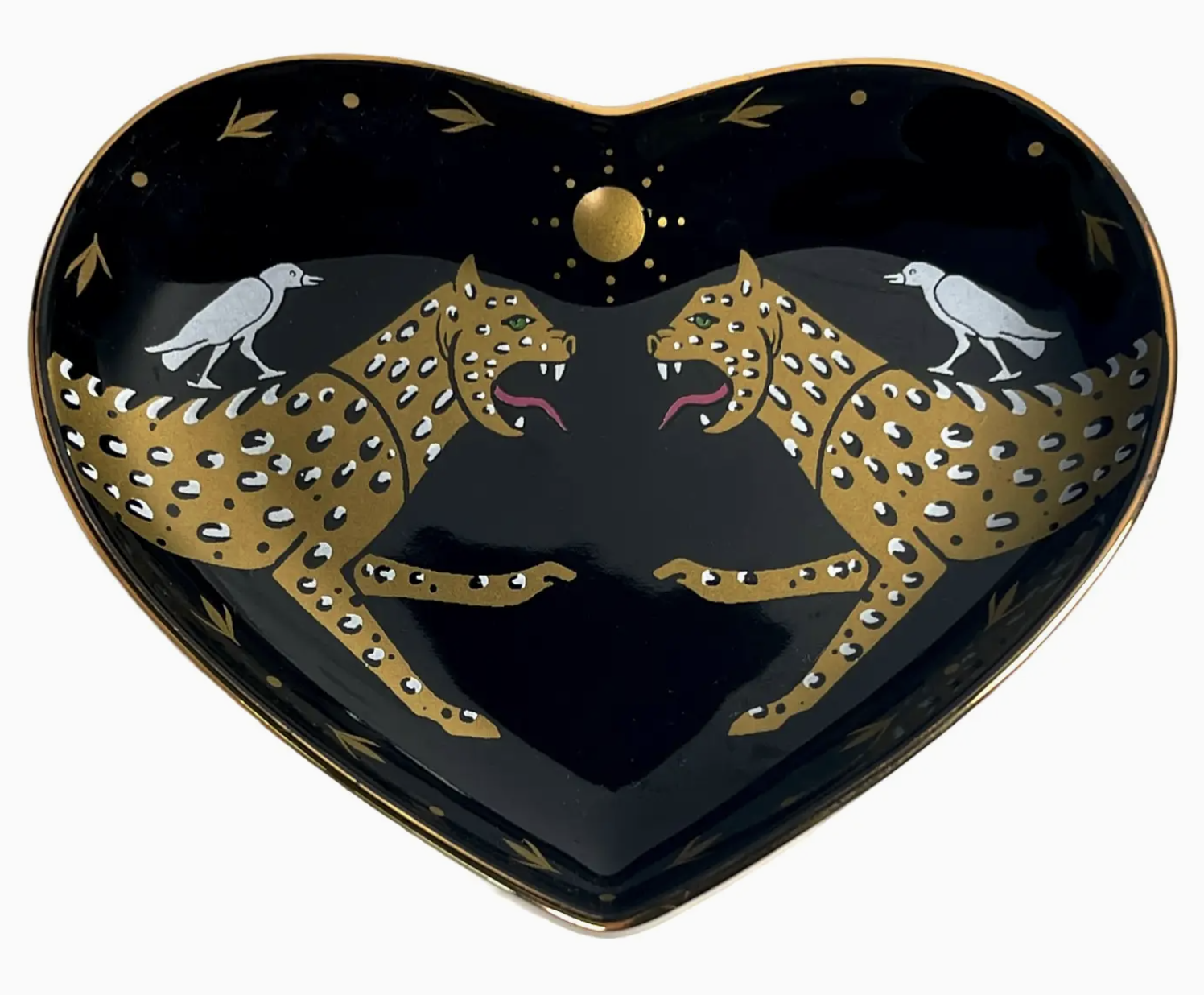 Two Cheetahs Ceramic Heart Dish