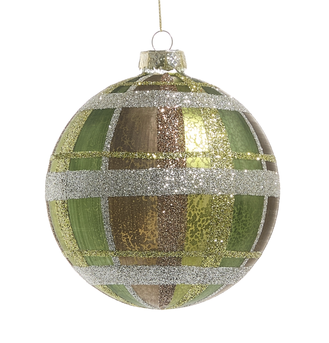 5" Green Plaid Ball Ornament