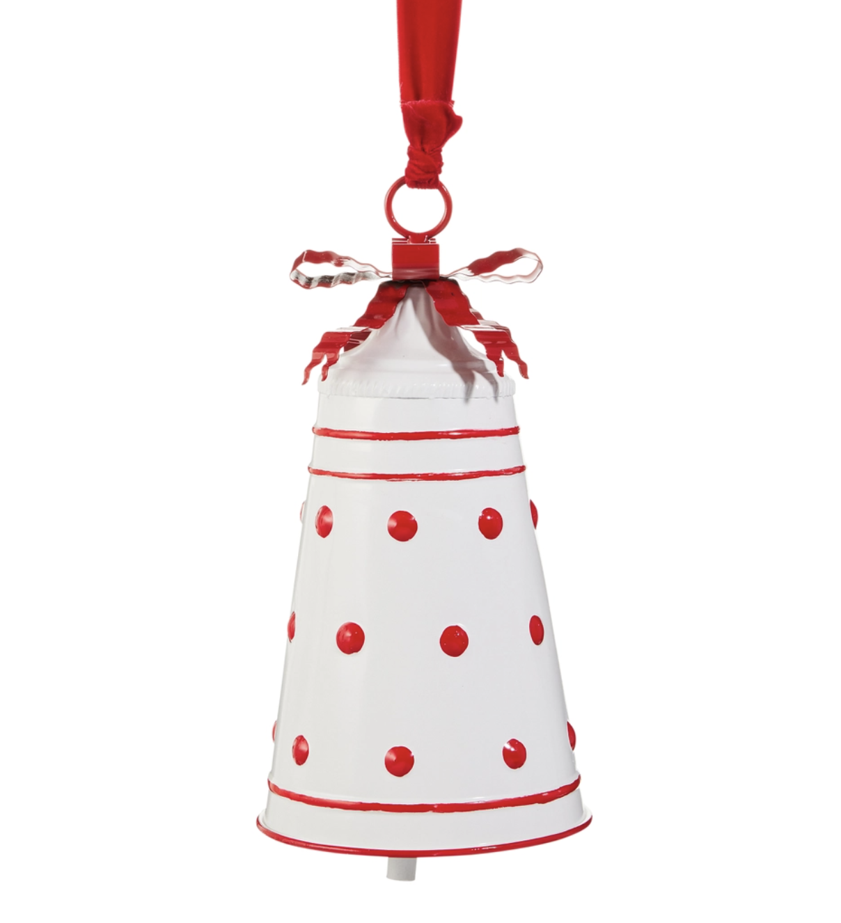 11.25" White with Red Polka Dot Bell