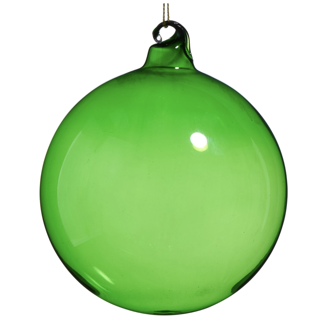 4" Green Sheer Blown Glass Ball Ornament