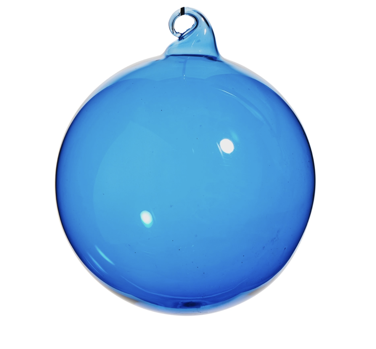 4" Blue Sheer Blown Glass Ball Ornament