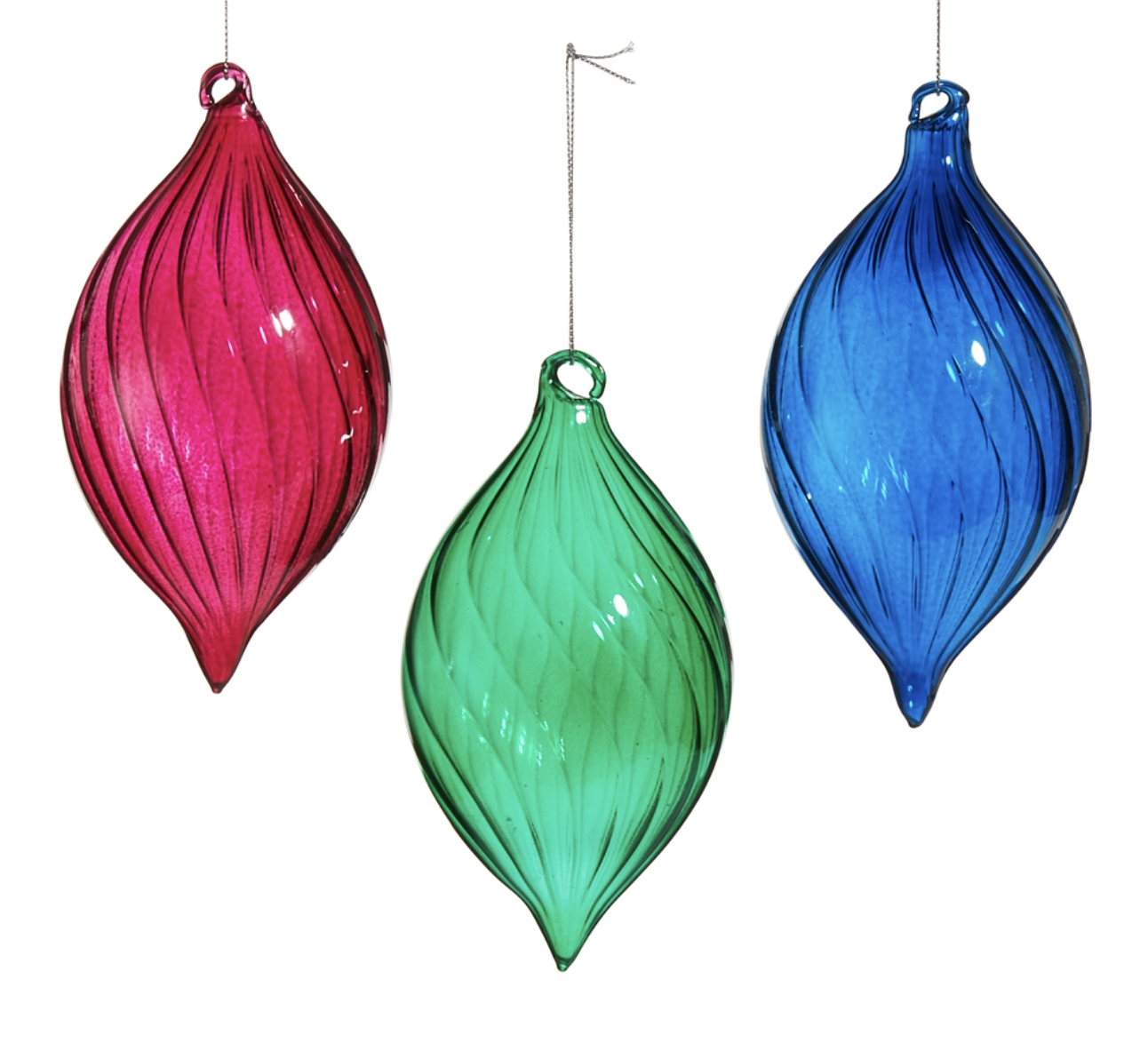 6" Multicolor Swirl Blown Glass Ornament