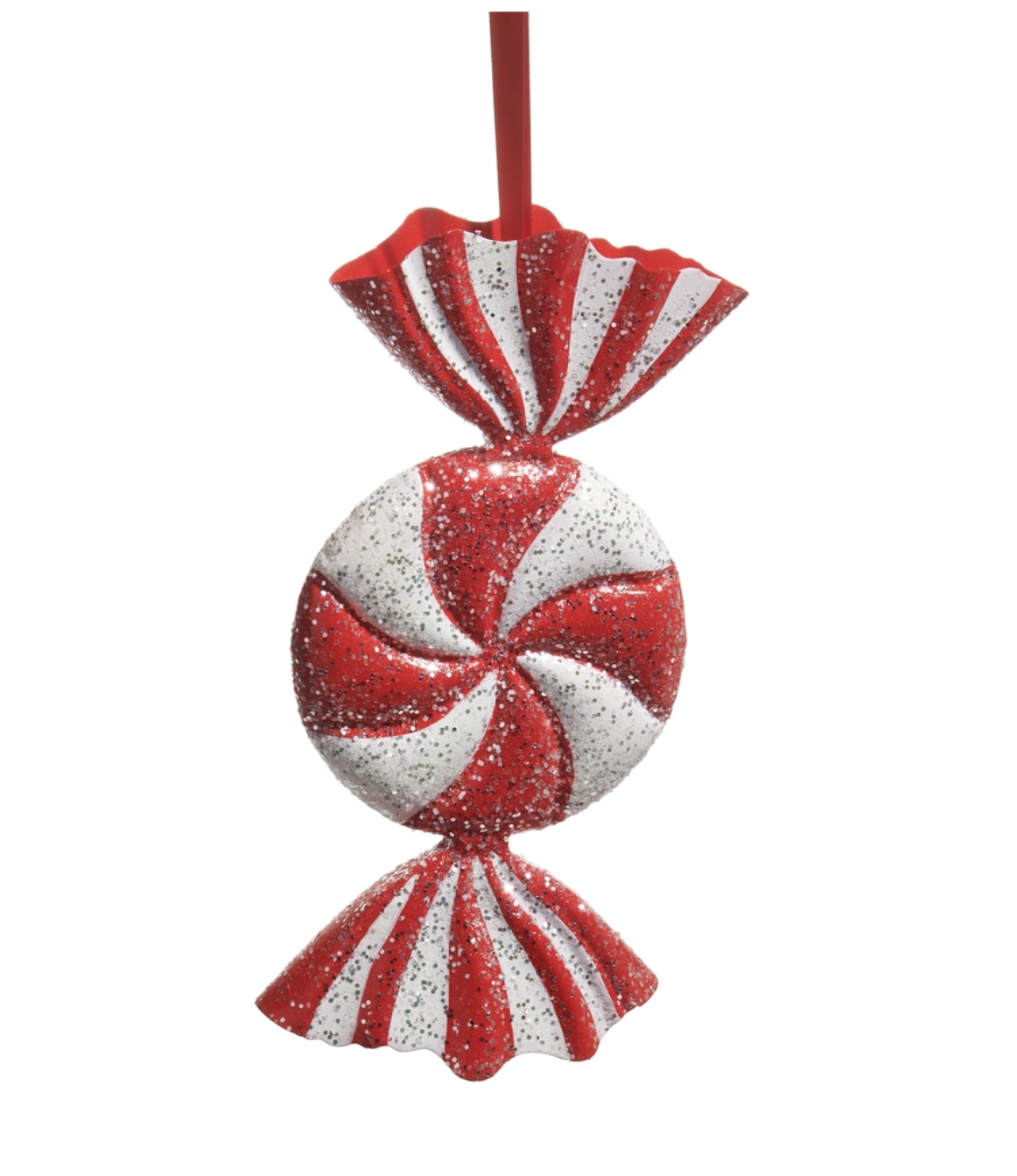 12" Red and White Candy Ornament