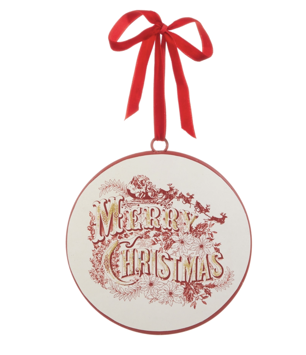 6" Vintage Merry Christmas Disc Ornament