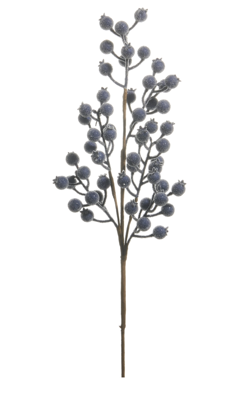 26" Medium Iced Blue Berry Spray