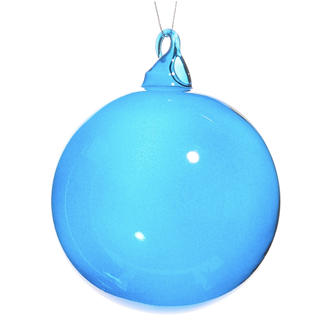 4" Blue Blown Glass Ball Ornament
