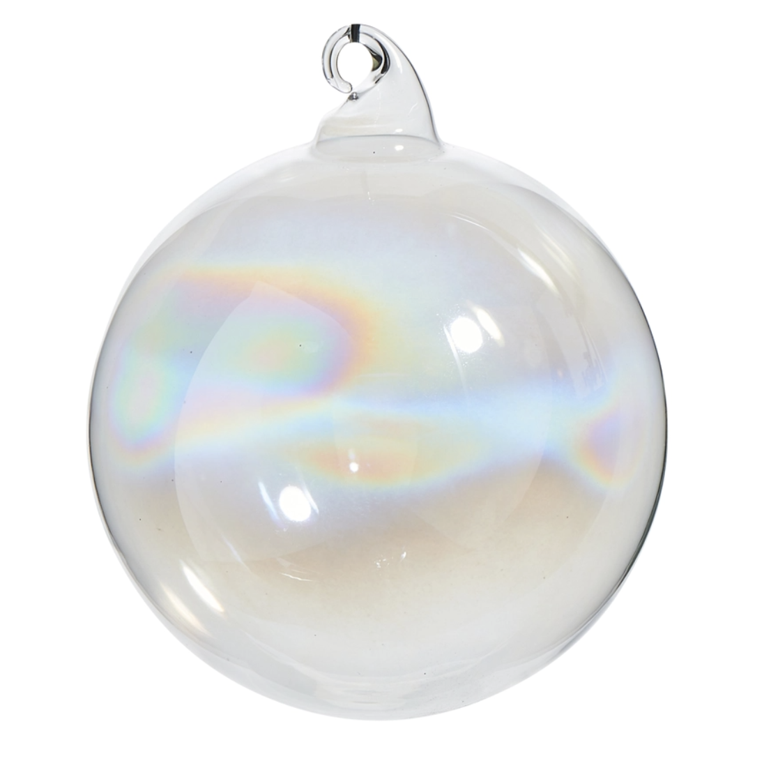 4" Iridescent Sheer Blown Glass Ball Ornament