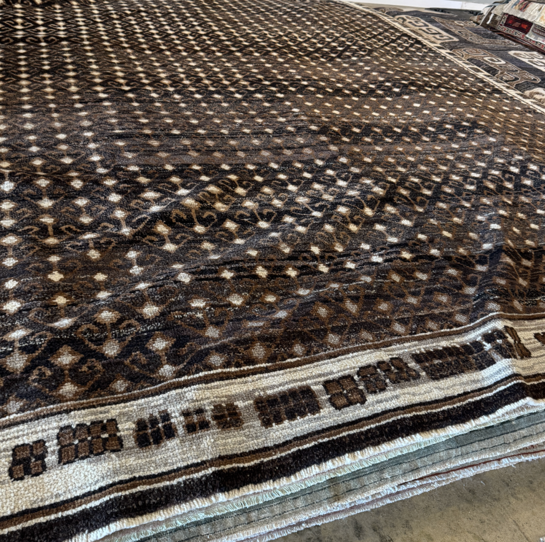 10'8" x 14'3" Kars Gold and Black Rug