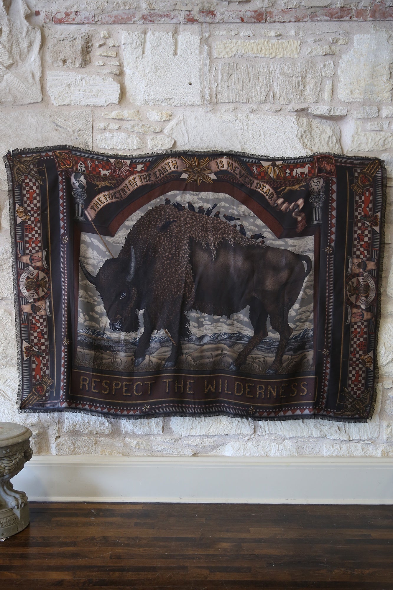 Secrets of the Bison Wild Americana Silk Twill 135cm x 195cm Rectangular Scarf