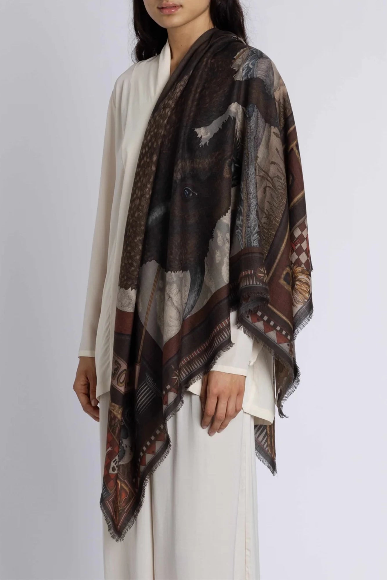 Secrets of the Bison Wild Americana Wool Silk 135cm x 135cm Square Scarf