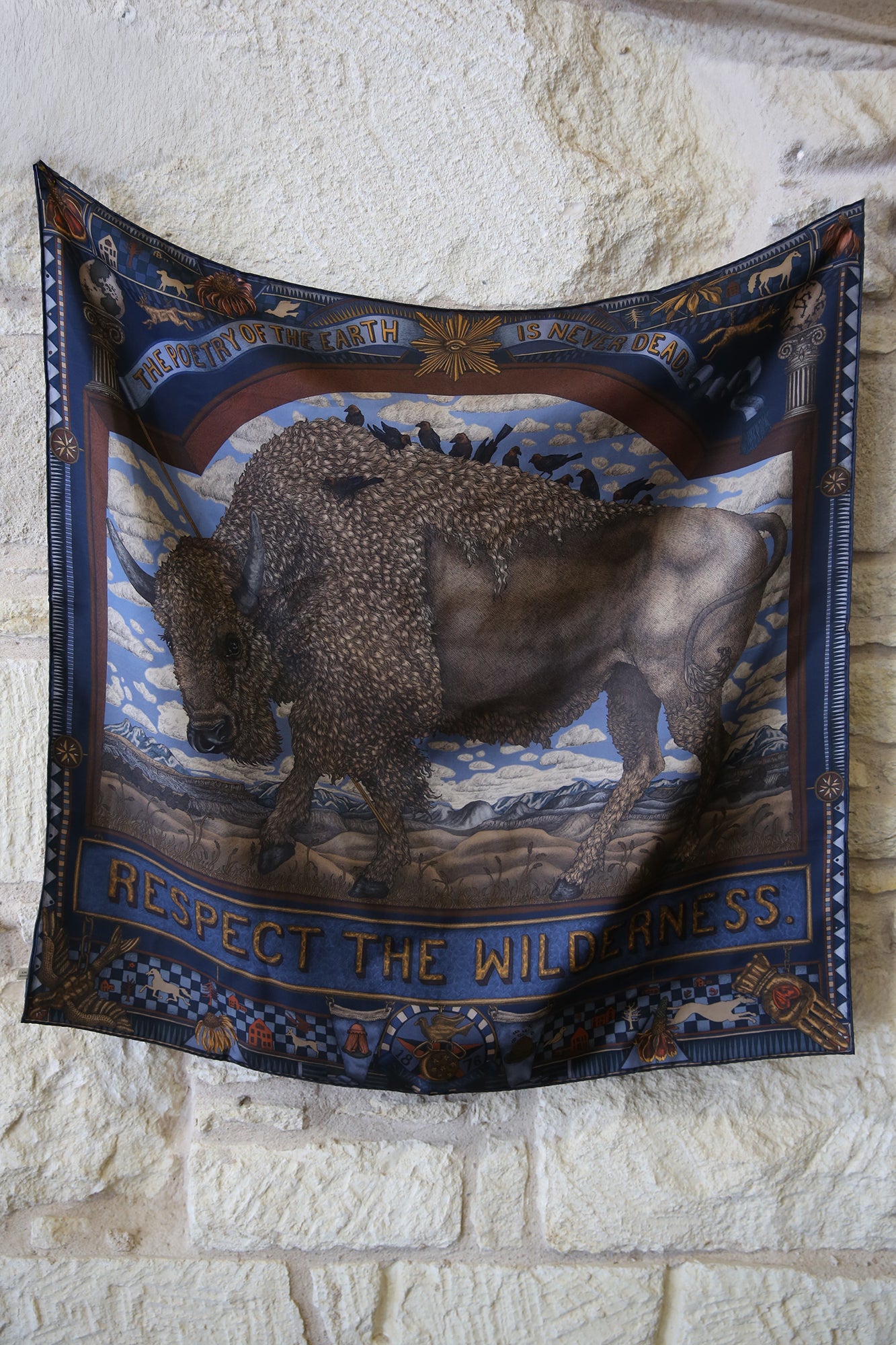 Secrets of the Bison Wild Americana Silk Twill 90cm x 90cm Square Scarf
