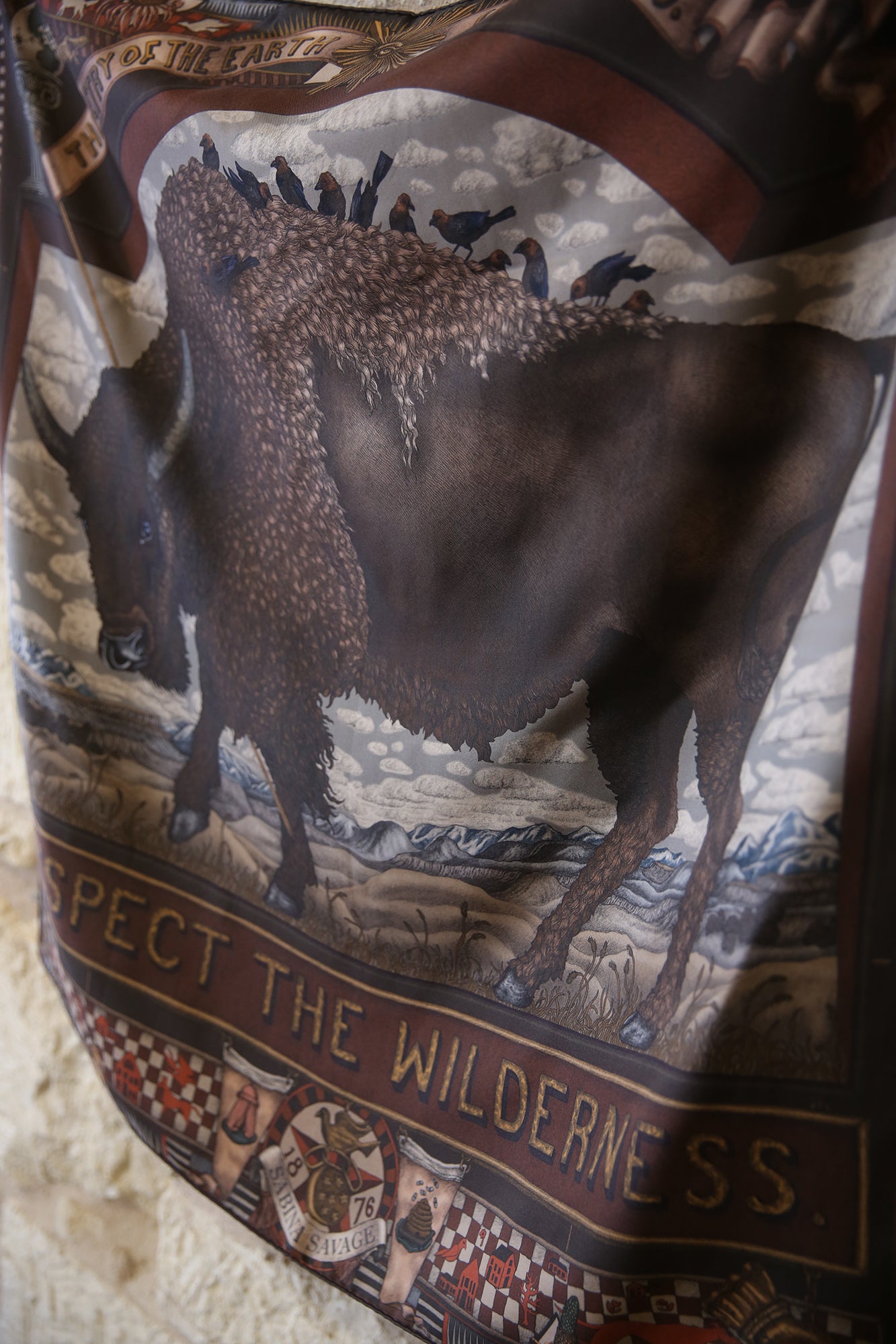 Secrets of the Bison Wild Americana Silk Twill 90cm x 90cm Square Scarf