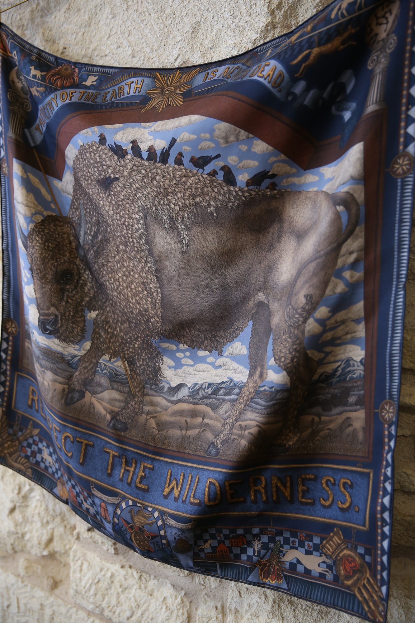 Secrets of the Bison Wild Americana Silk Twill 90cm x 90cm Square Scarf