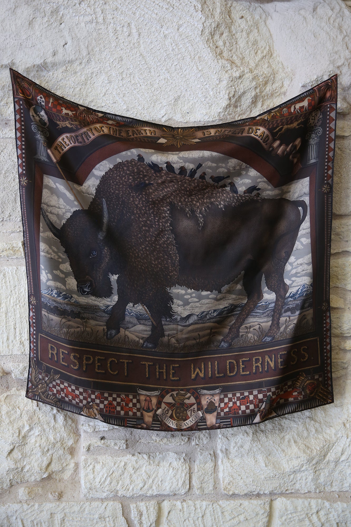 Secrets of the Bison Wild Americana Silk Twill 90cm x 90cm Square Scarf