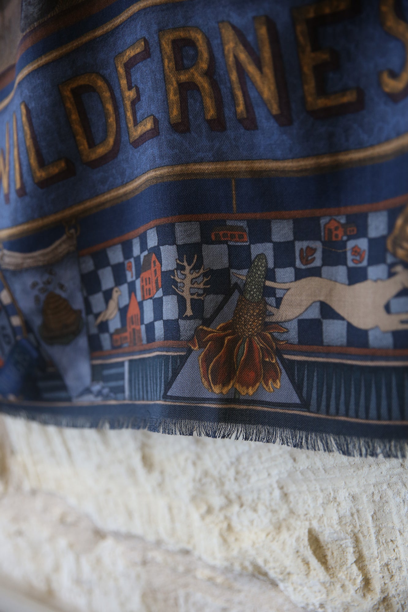 Secrets of the Bison Wild Americana Wool Silk 135cm x 135cm Square Scarf