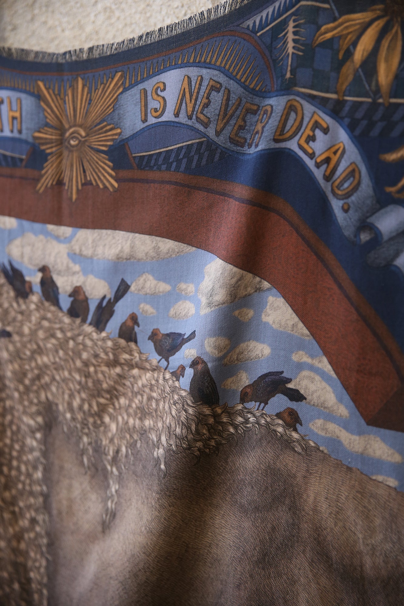 Secrets of the Bison Wild Americana Wool Silk 135cm x 135cm Square Scarf