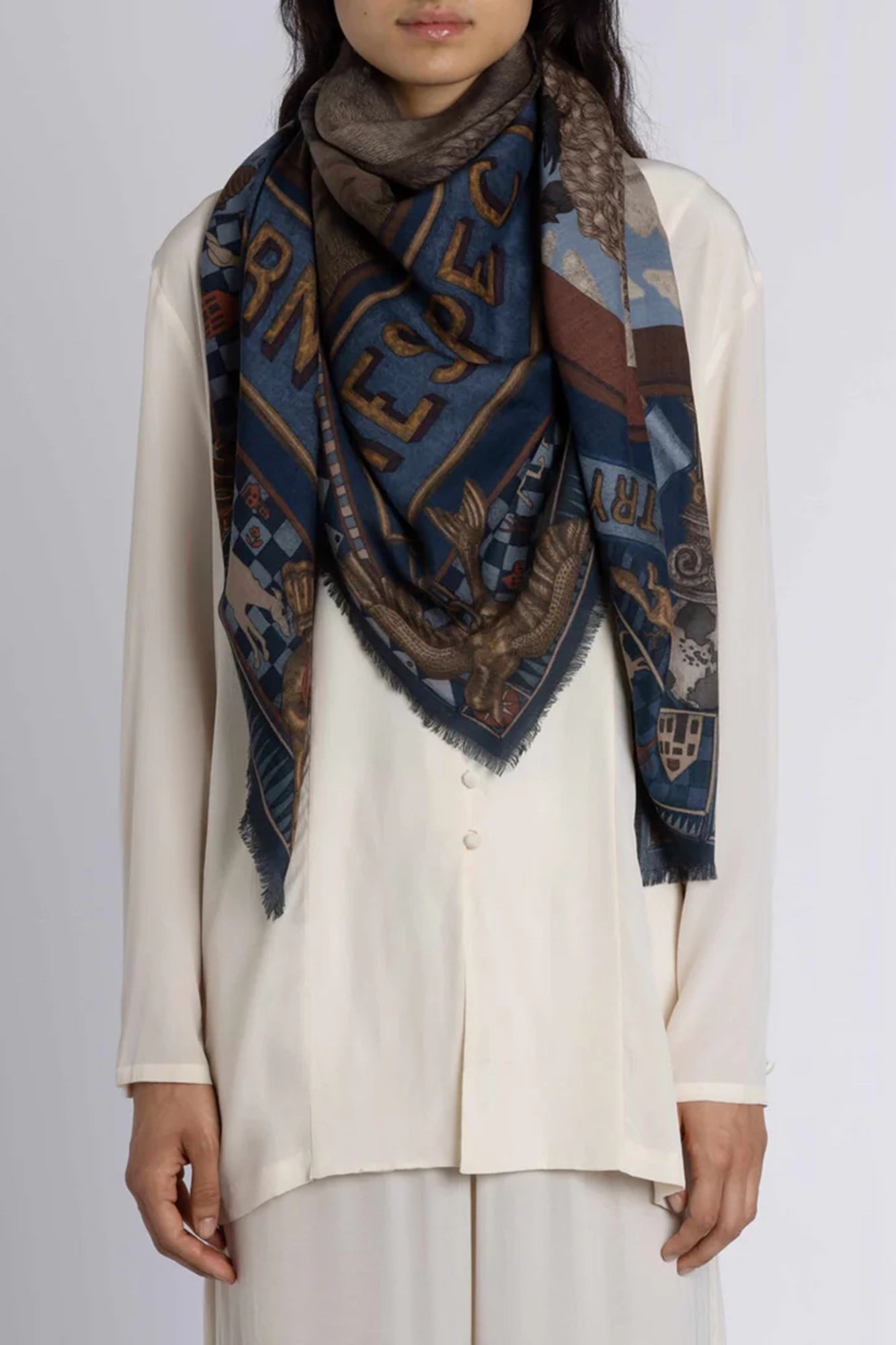 Secrets of the Bison Wild Americana Wool Silk 135cm x 135cm Square Scarf