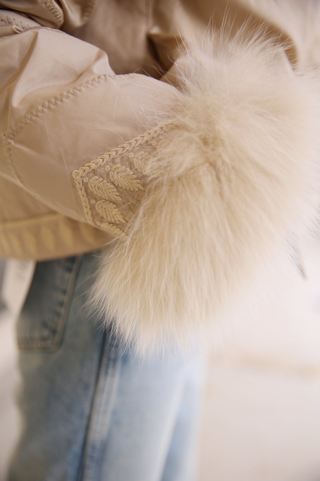 Silk Reversible Embroidered Genuine Fur Bomber Jacket