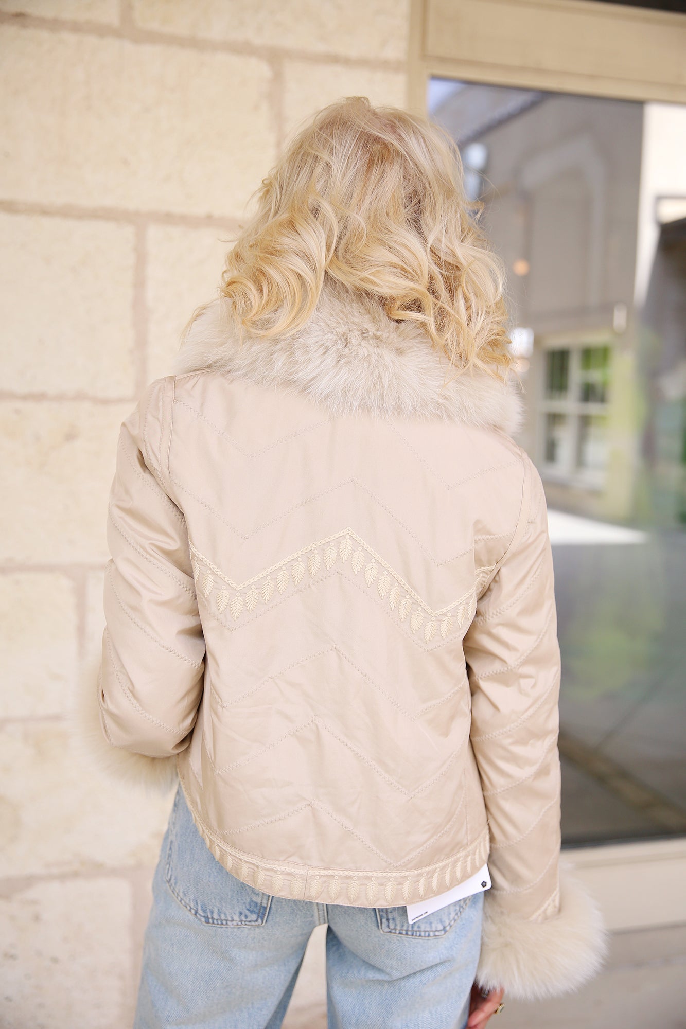 Silk Reversible Embroidered Genuine Fur Bomber Jacket