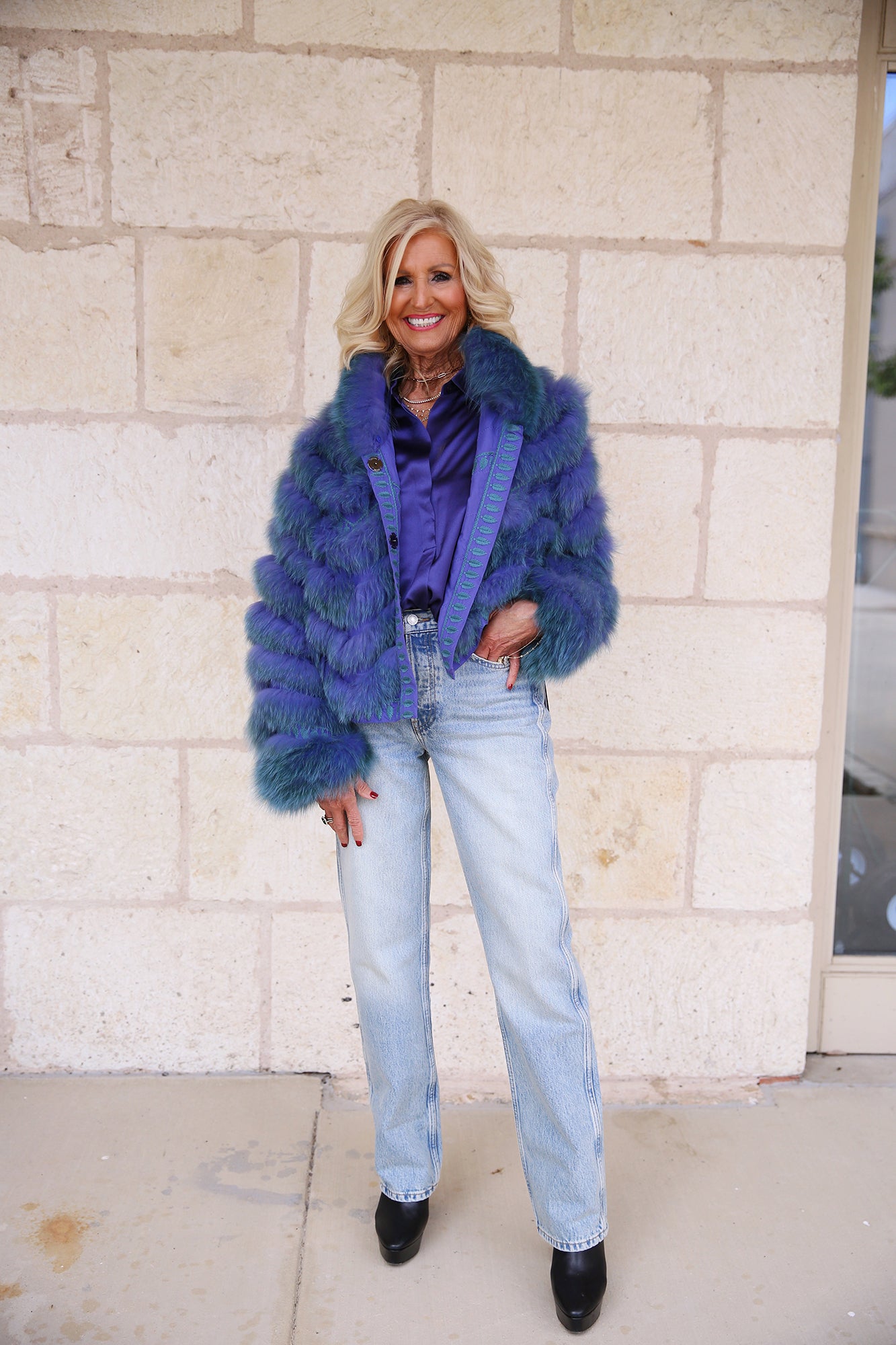 Silk Reversible Embroidered Genuine Fur Bomber Jacket