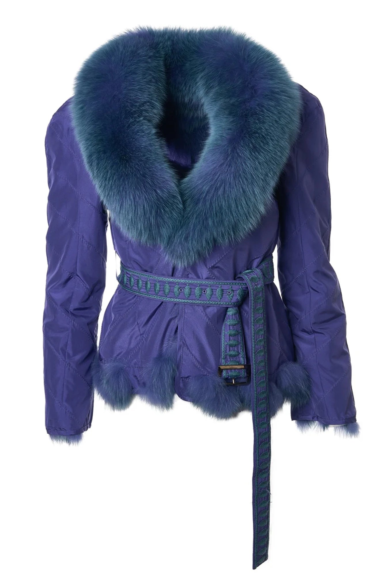 Silk Reversible Fur Big Lapel Embroider Wrap Coat