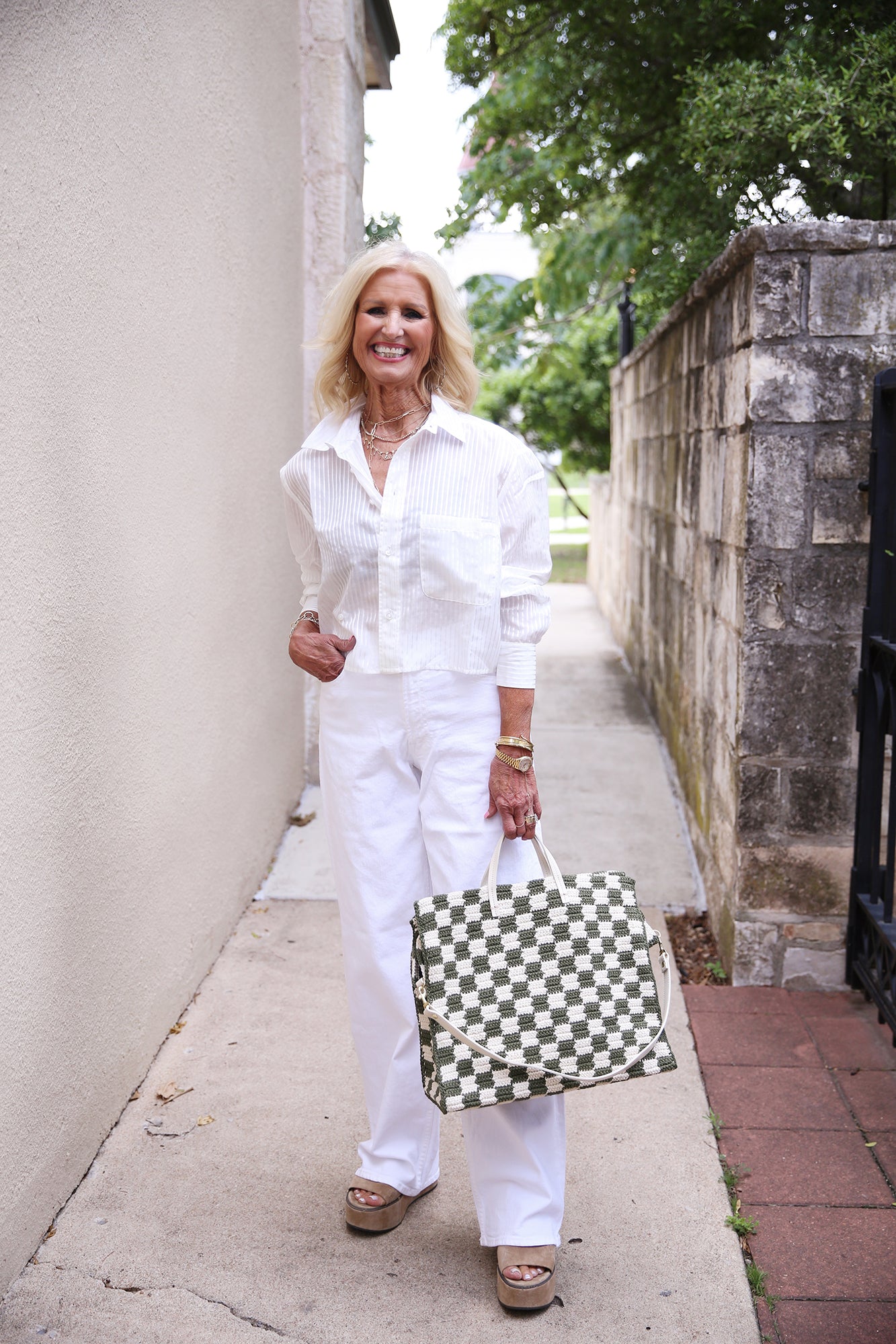 Summer Simple Tote Olive/Cream