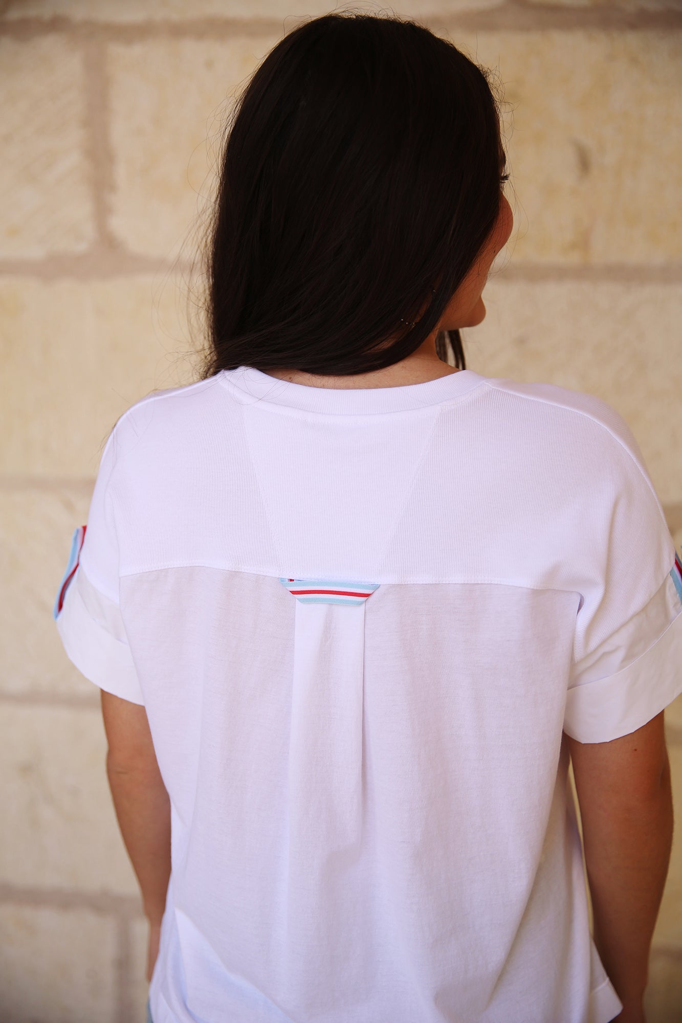 Summer Pics Material Mix T-Shirt White