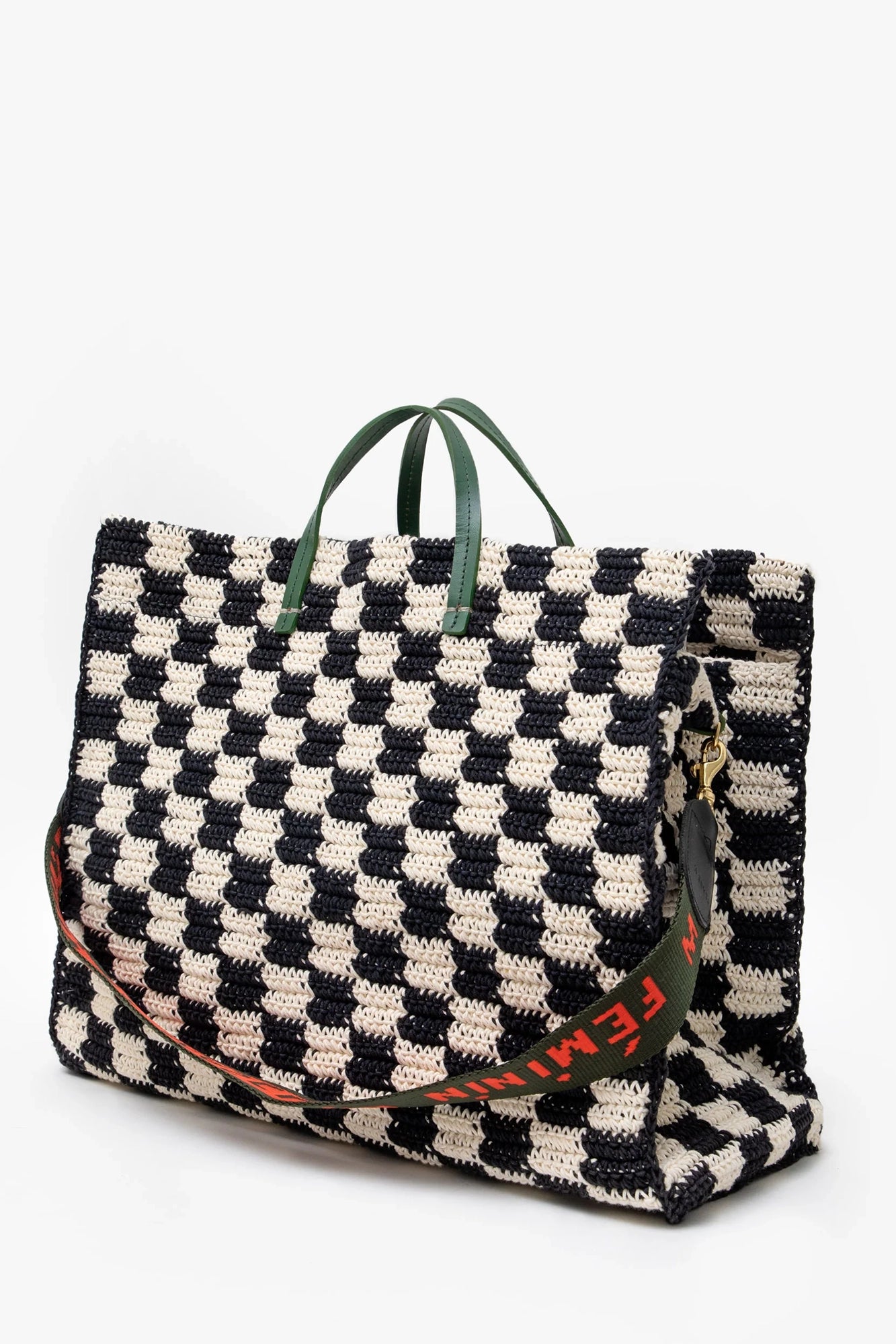 Summer Simple Tote Black & Cream Crochet Checker