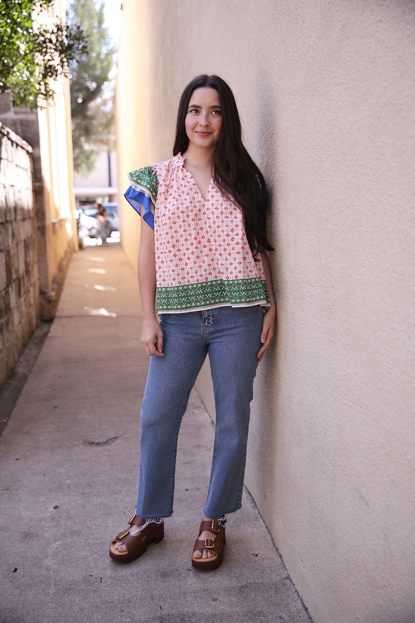 Clover Blouse Santorini Border