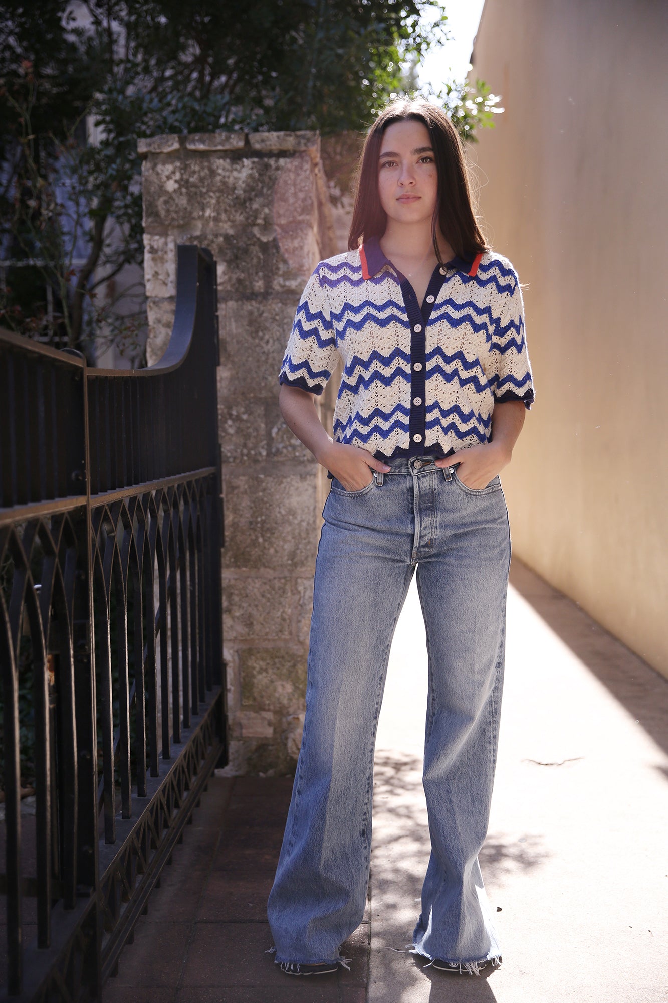 Paloma Cardigan Blue Stripe