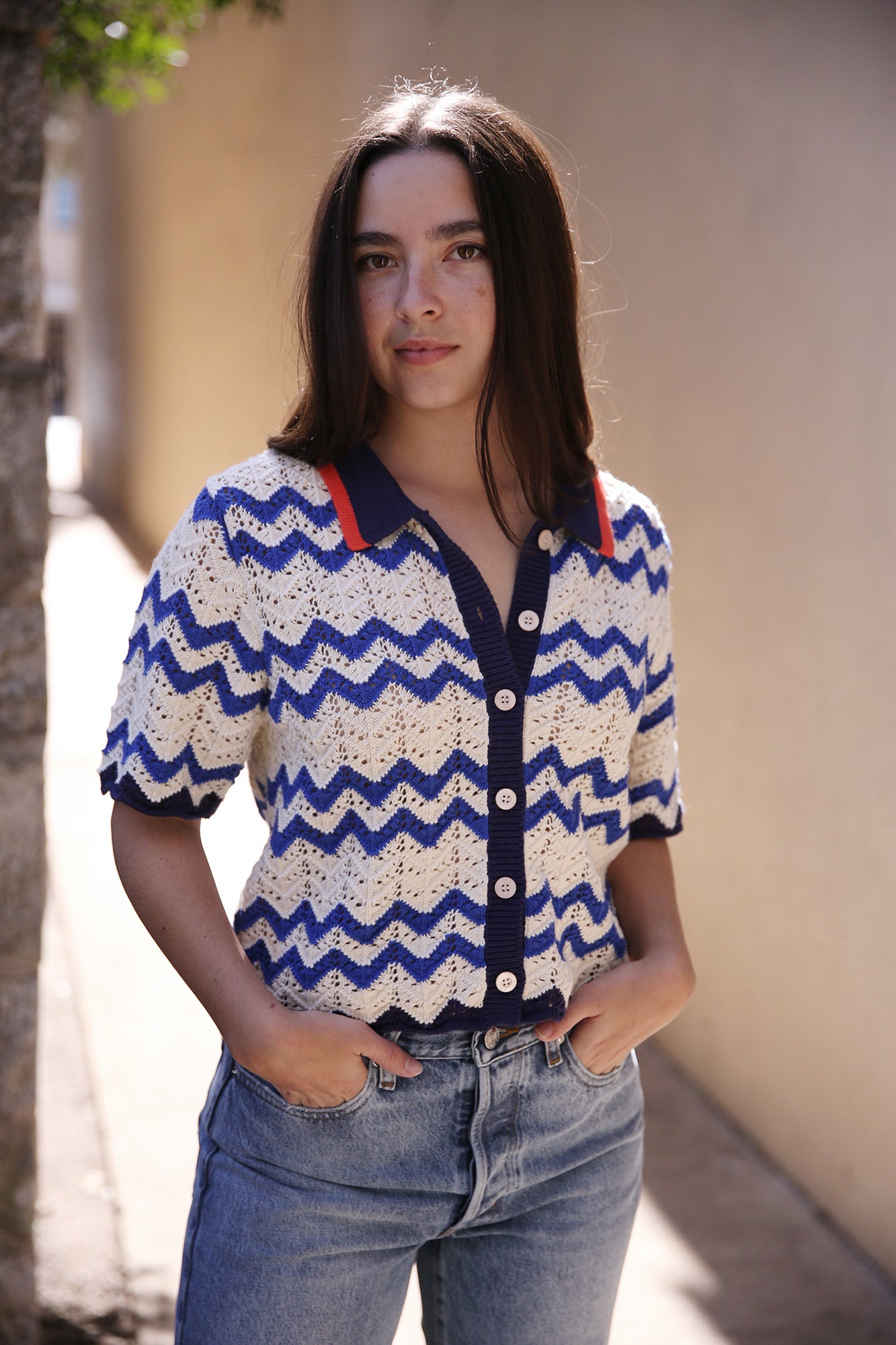 Paloma Cardigan Blue Stripe