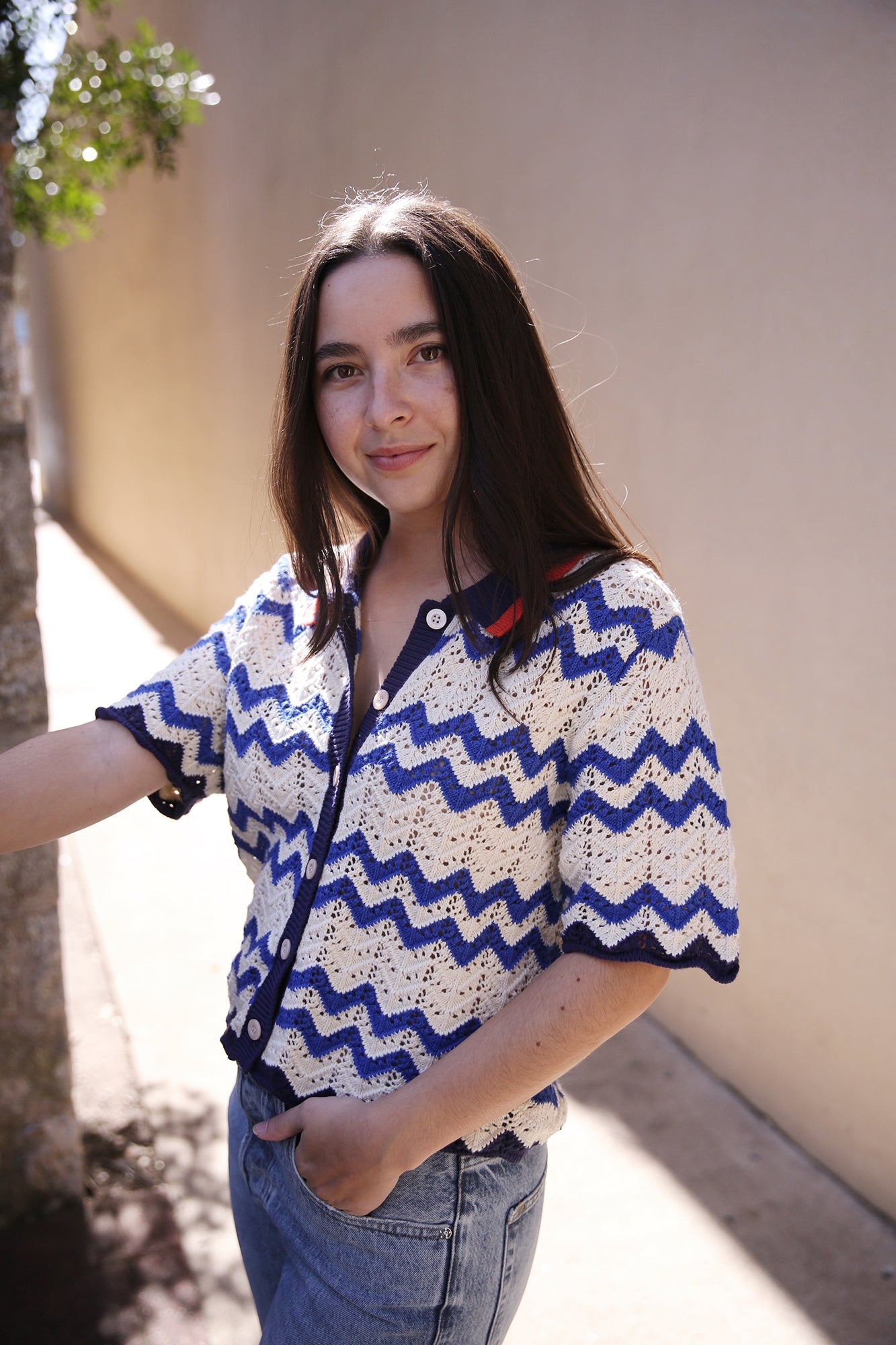 Paloma Cardigan Blue Stripe