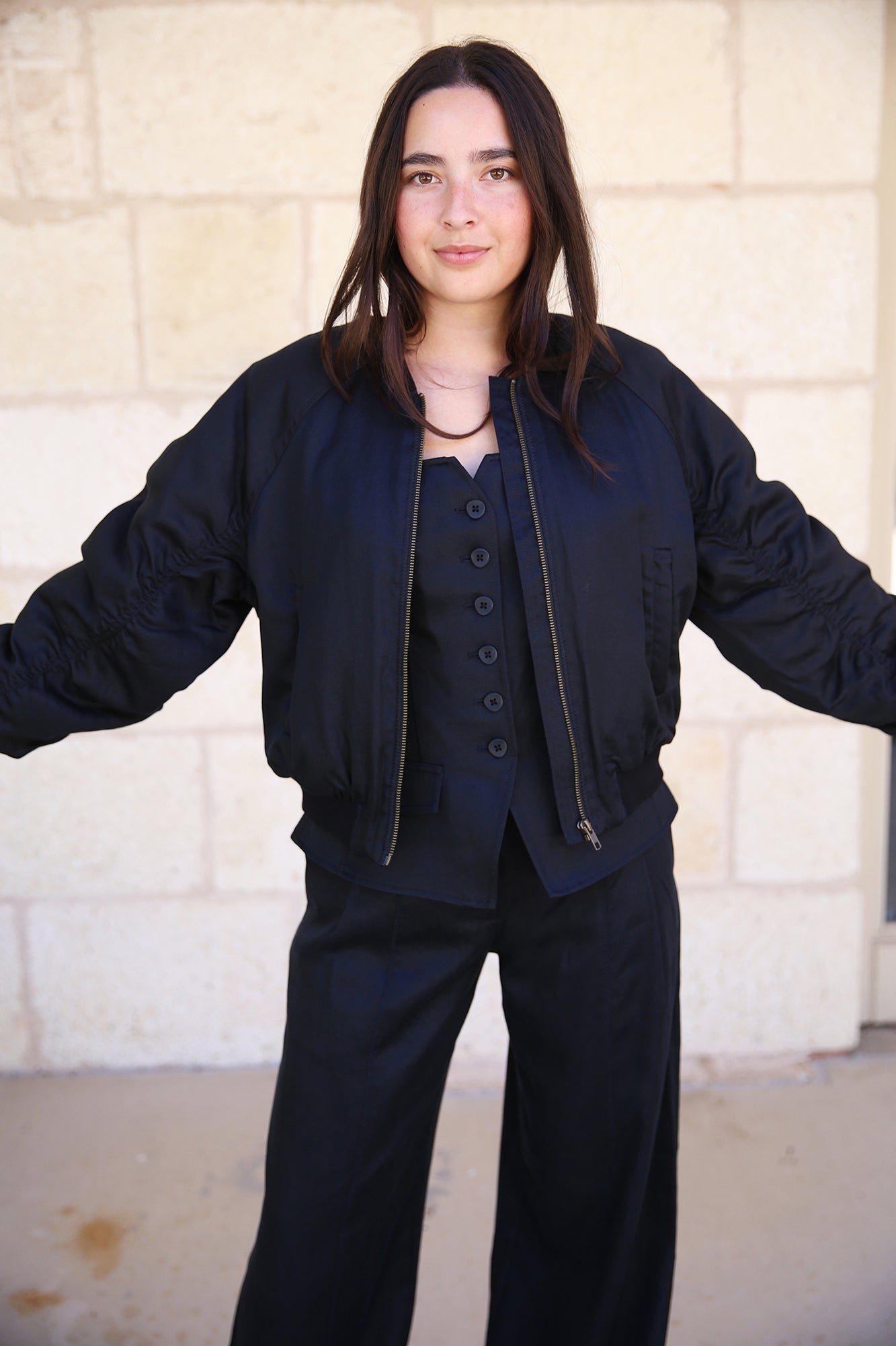 Talina Ruched Sleeves Jacket Noir