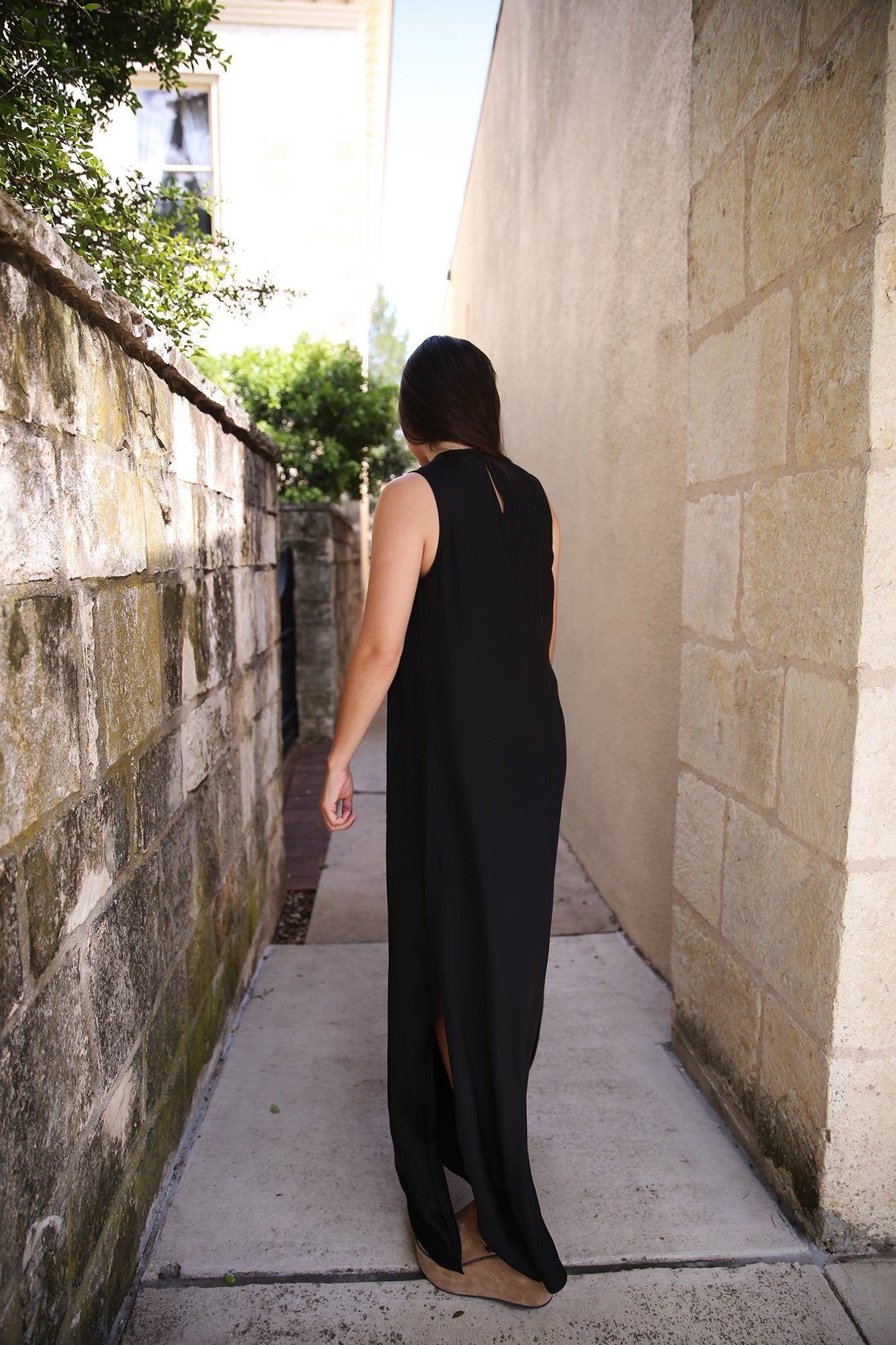Tessa High Neck Sleeveless Maxi Dress Black