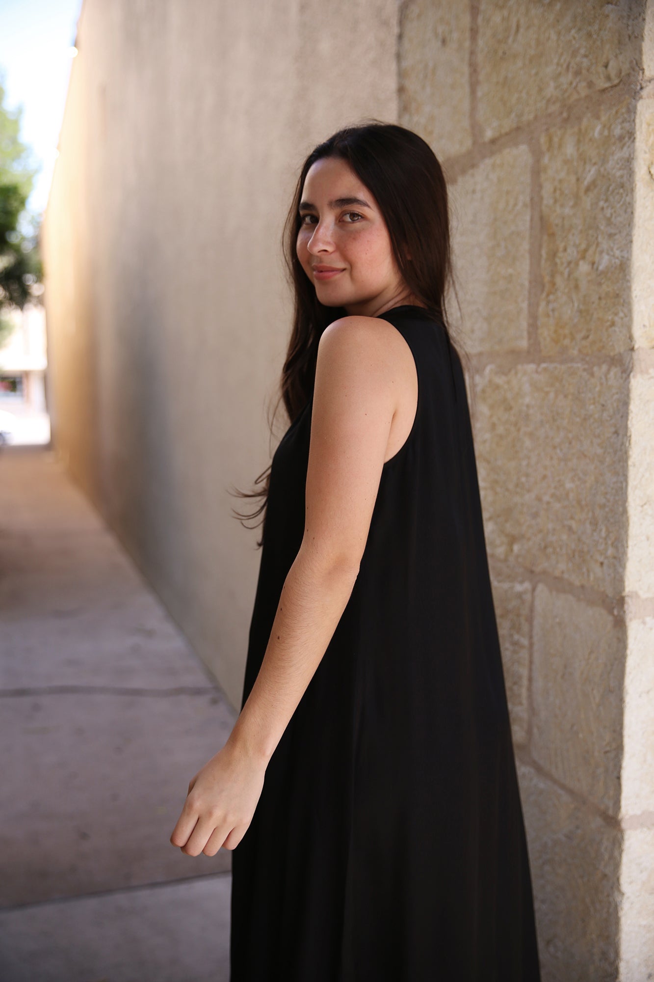 Tessa High Neck Sleeveless Maxi Dress Black