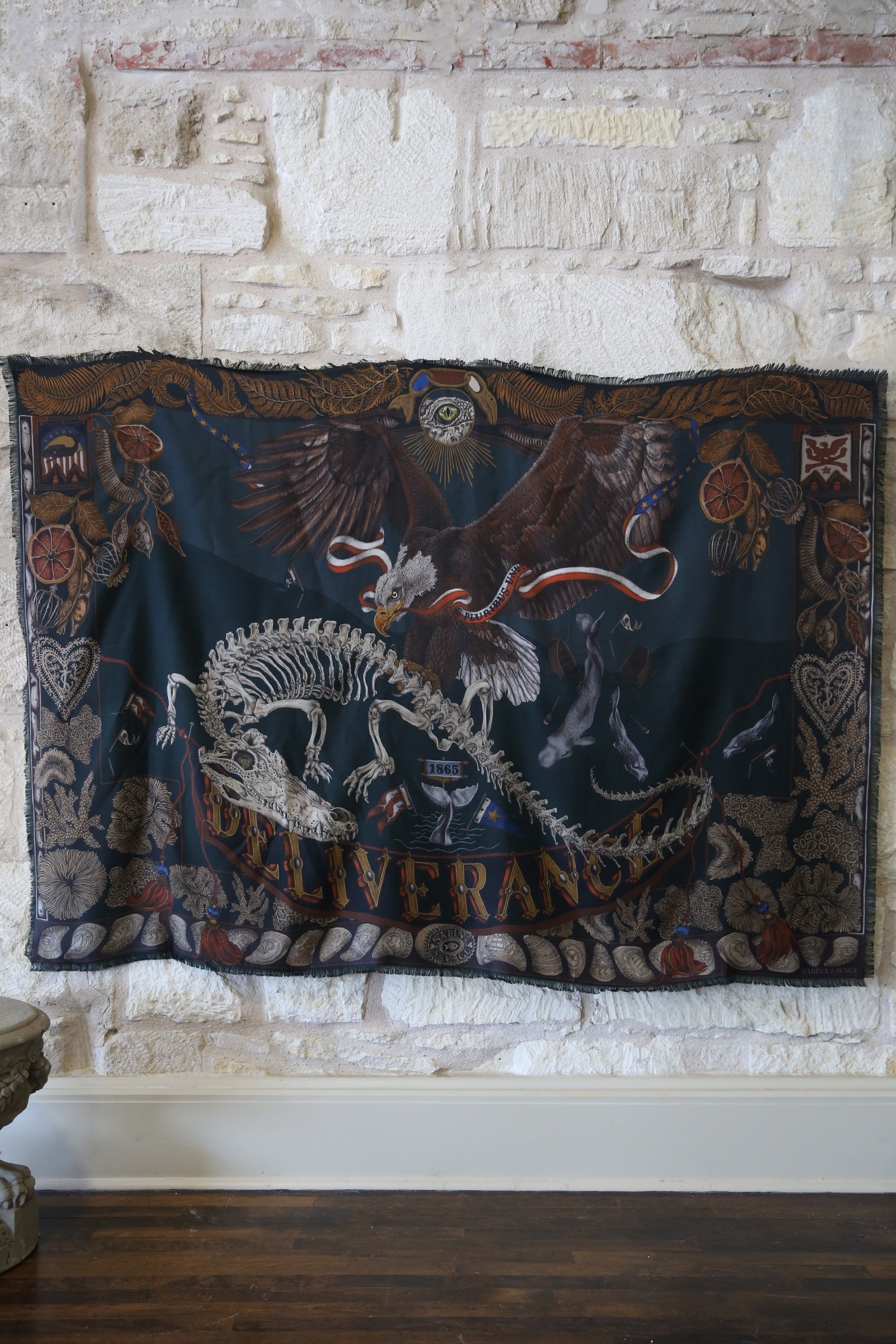 The Skrimshaw Skeleton Wild Americana Wool Silk 135cm x 195cm Rectangular Scarf