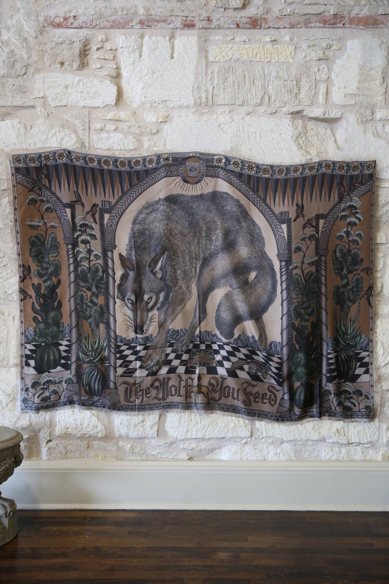 The Wolf You Feed Wild Americana Silk Twill 135cm x 195cm Rectangular Scarf